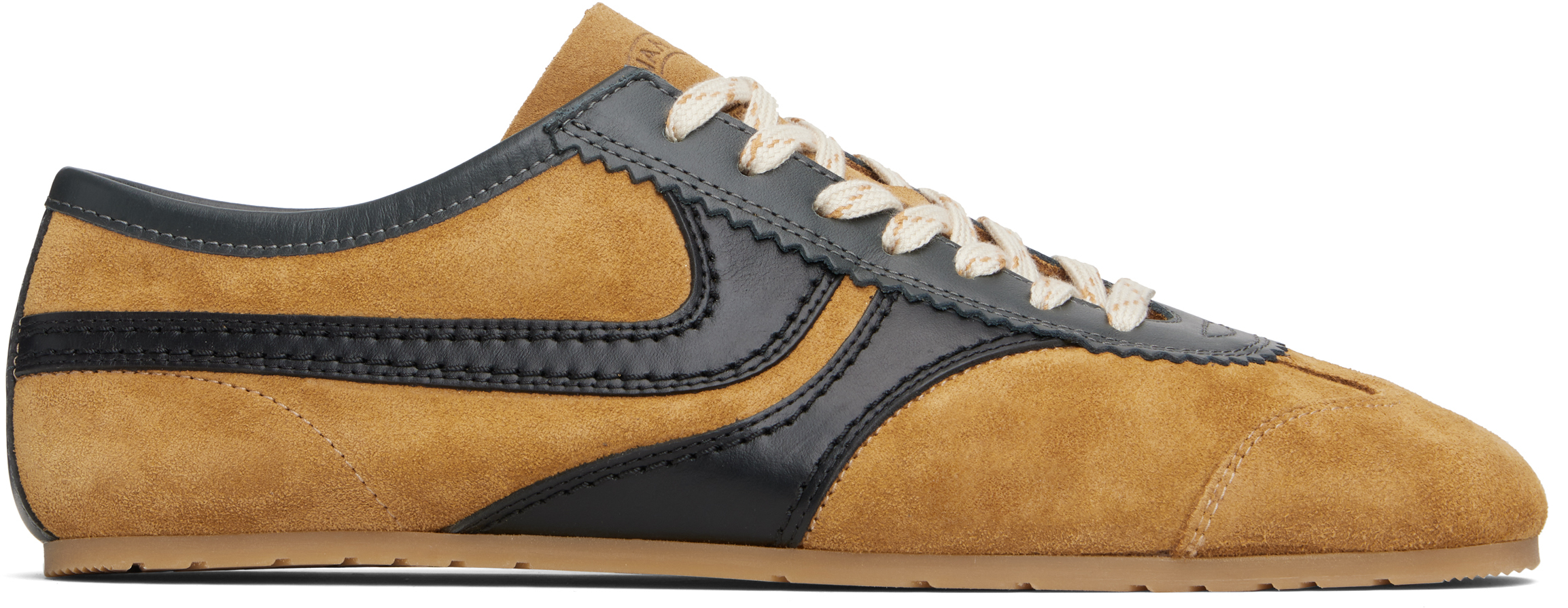Dries Van Noten: Tan Black Suede Sneakers SSENSE