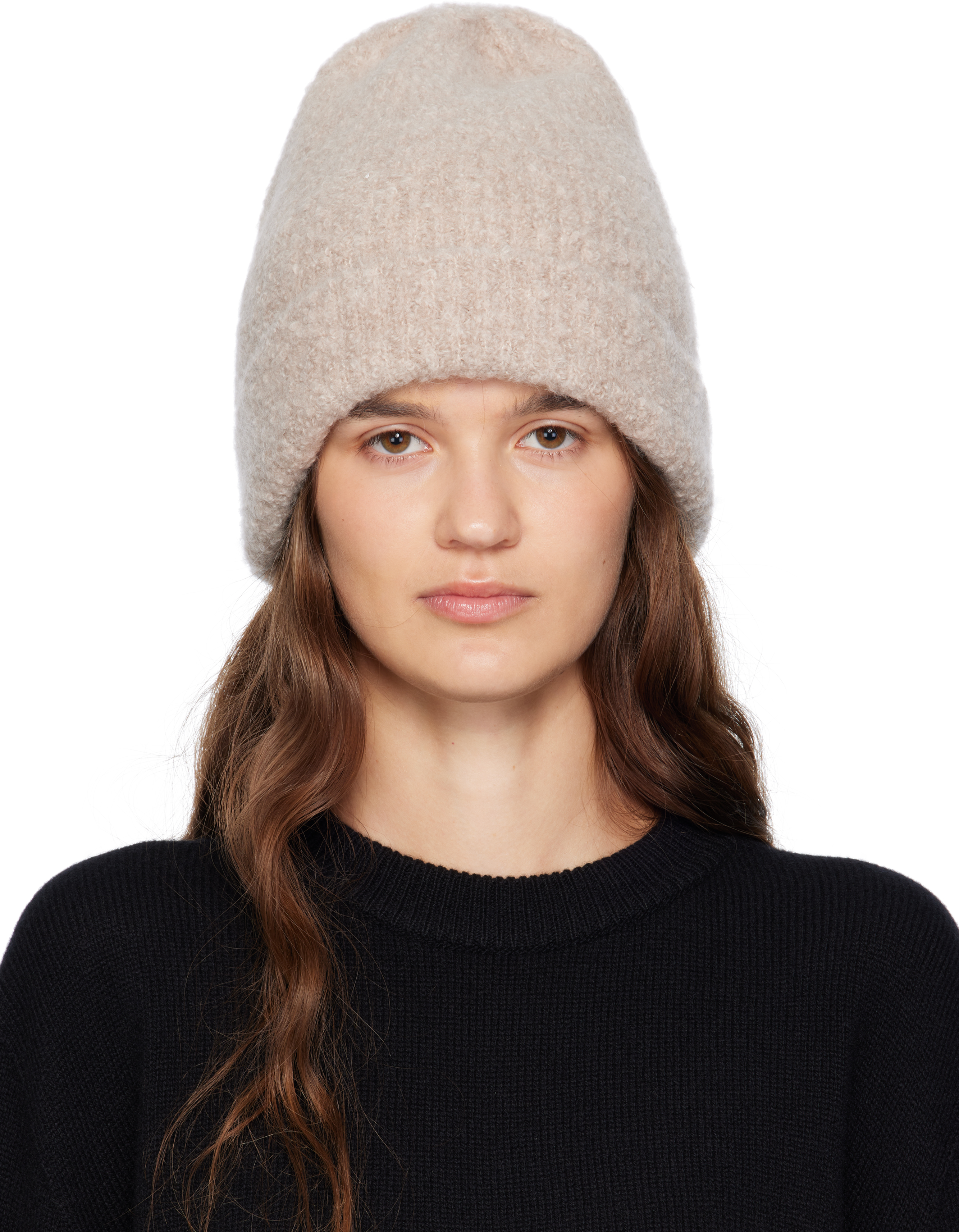 The Row Beige Leomir Beanie In Brown