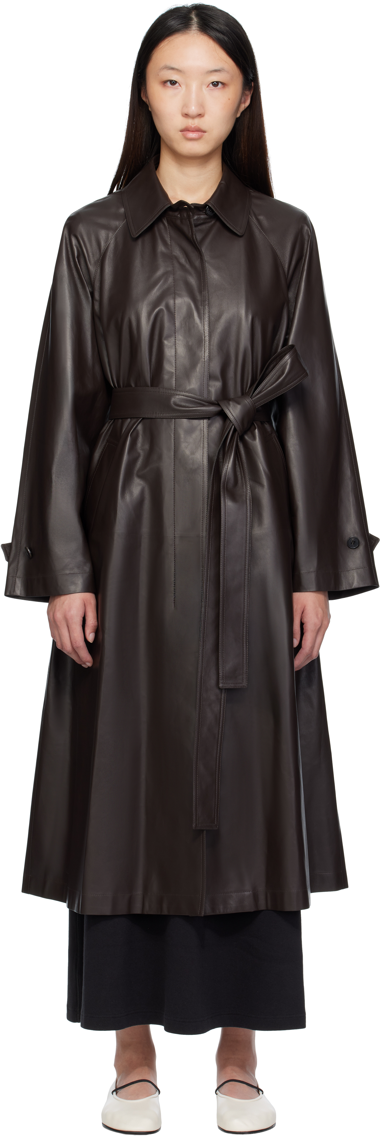 Brown Ryota Leather Coat