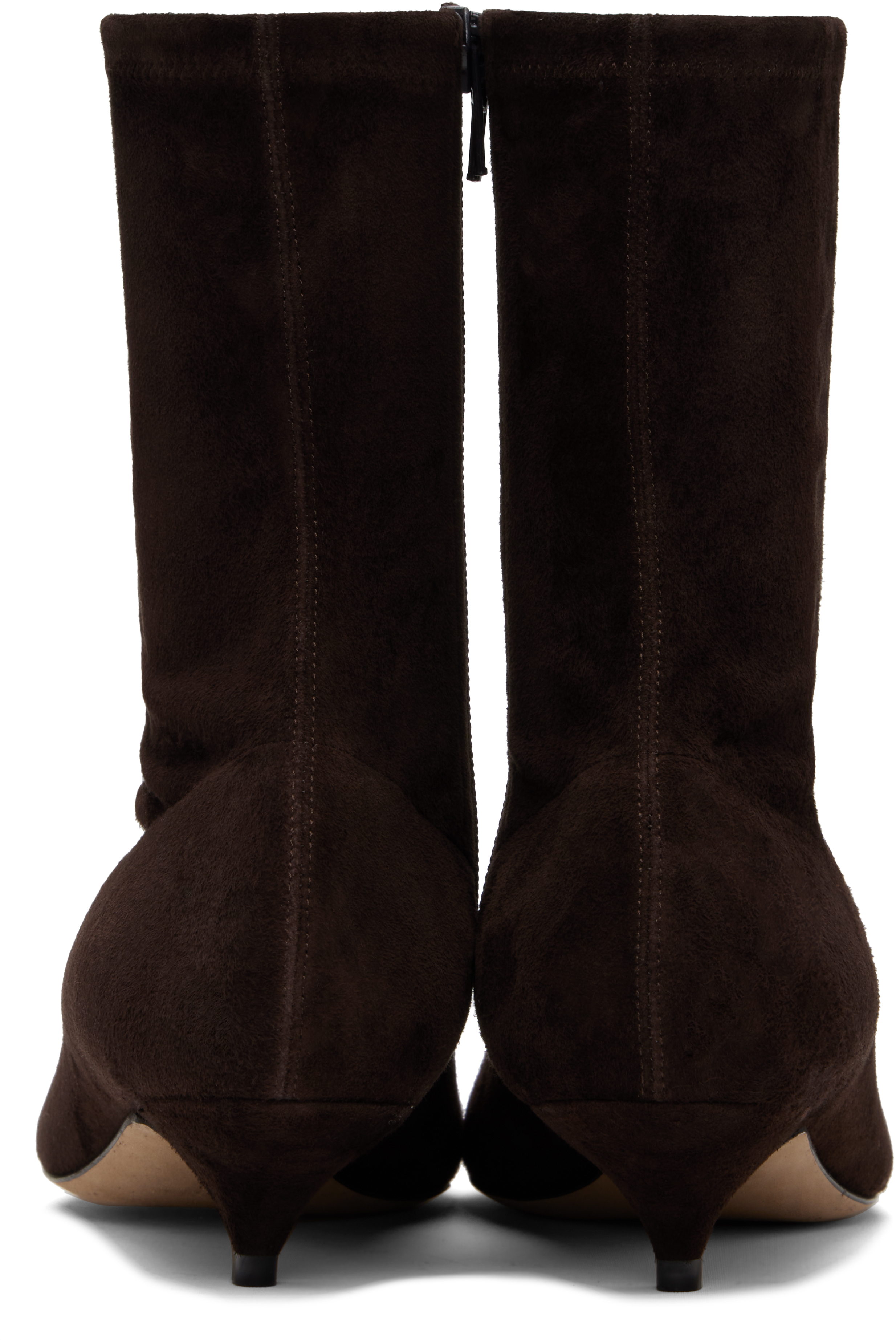 The Row Suede Liisa Kitten Ankle Boots 35 In Brown
