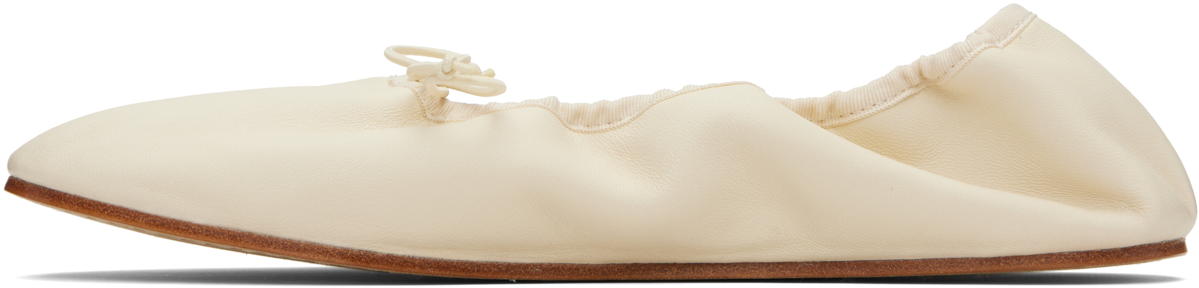 The Row Beige Round Ballerina Flats In White