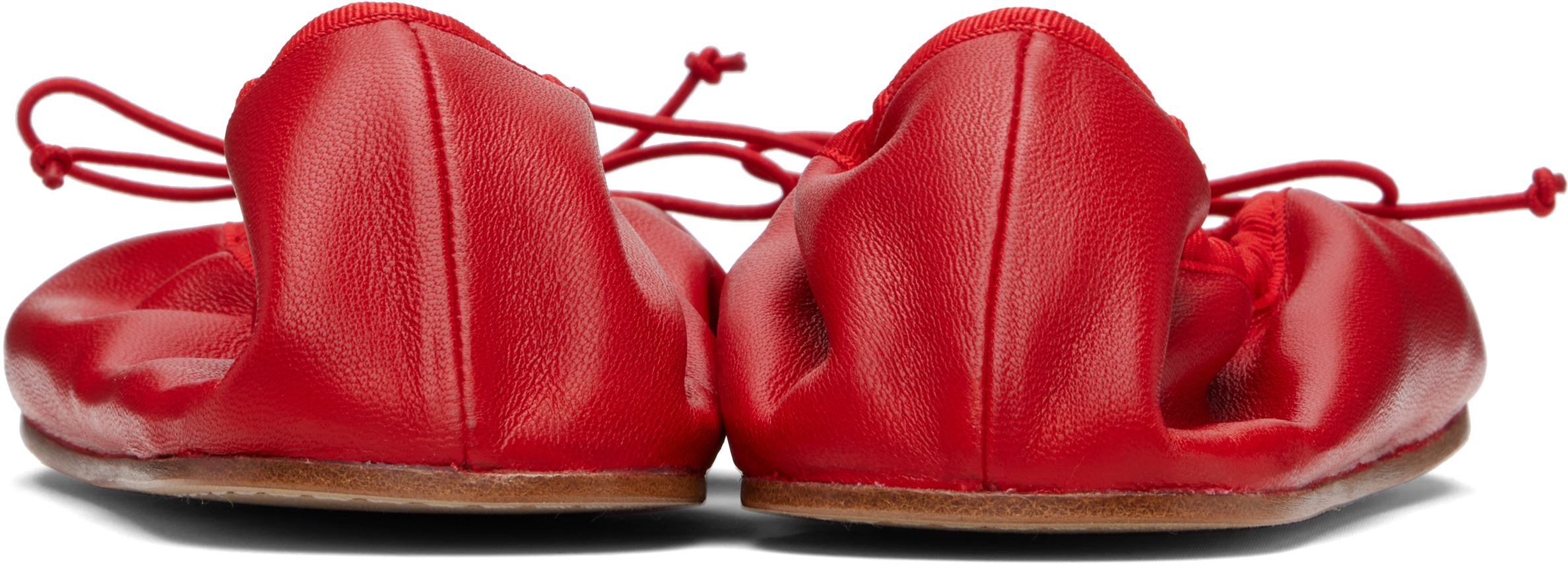 The Row Red Round Ballerina Flats In Red