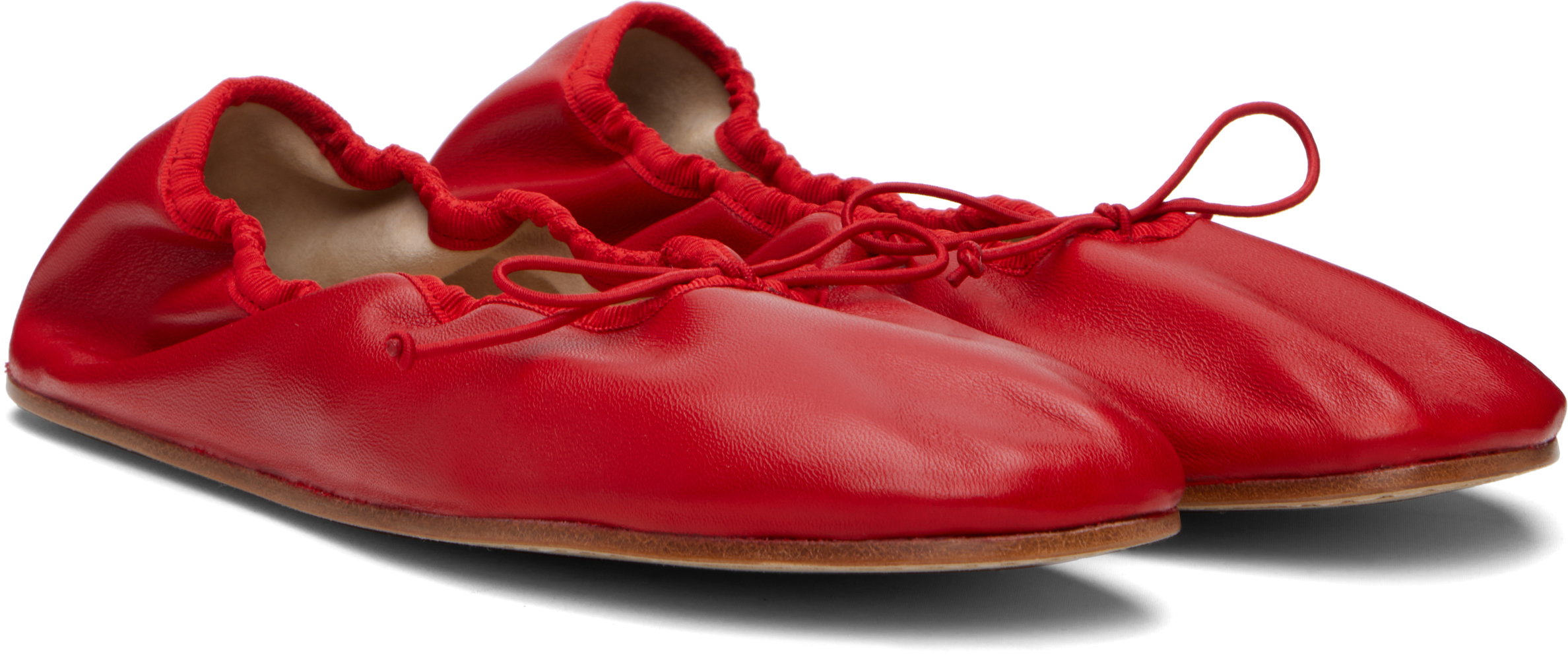The Row Red Round Ballerina Flats In Red