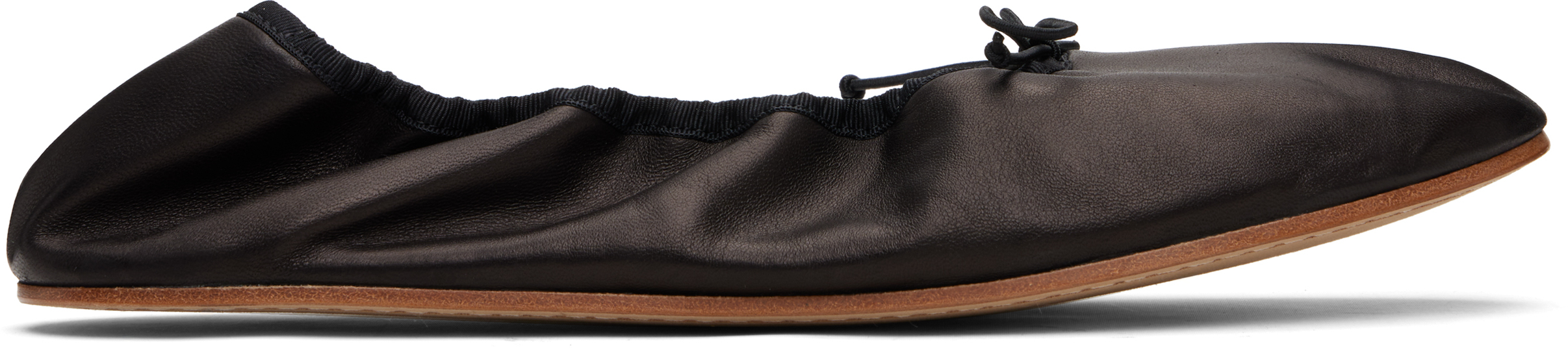 The Row Black Round Ballerina Flats In Black