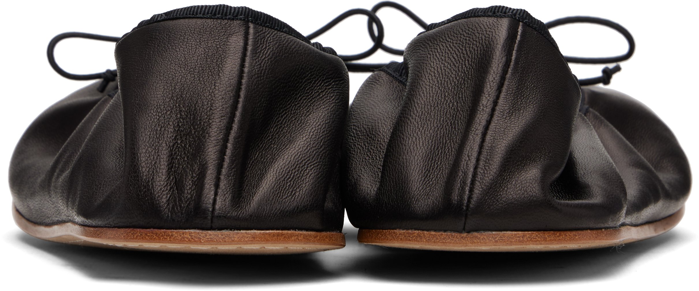 The Row Black Round Ballerina Flats In Black
