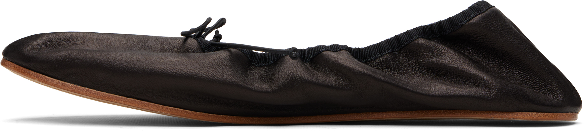 The Row Black Round Ballerina Flats In Black