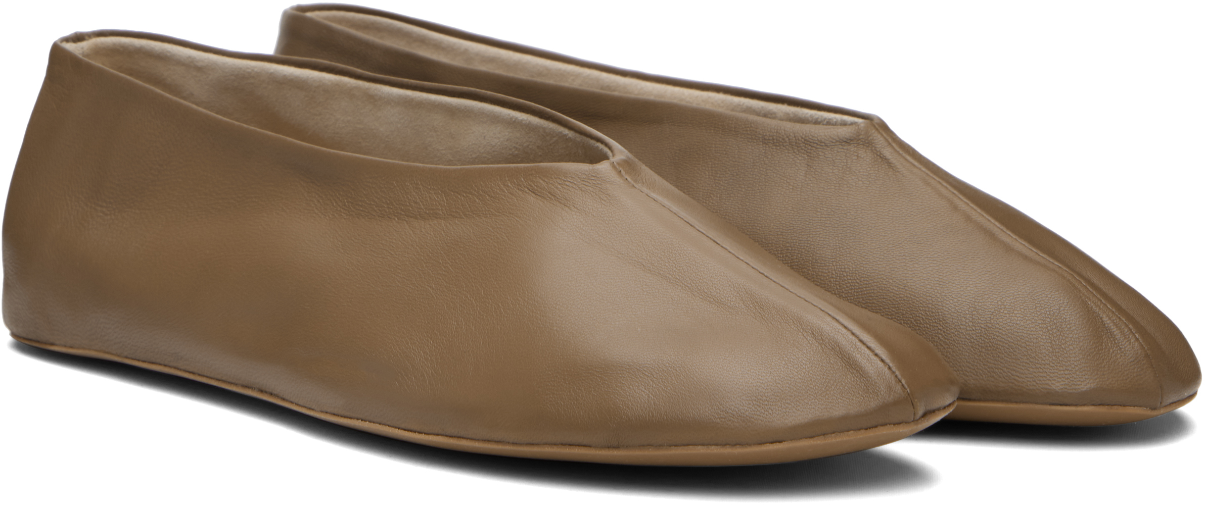 The Row Taupe Stella Slipper Ballerina Flats