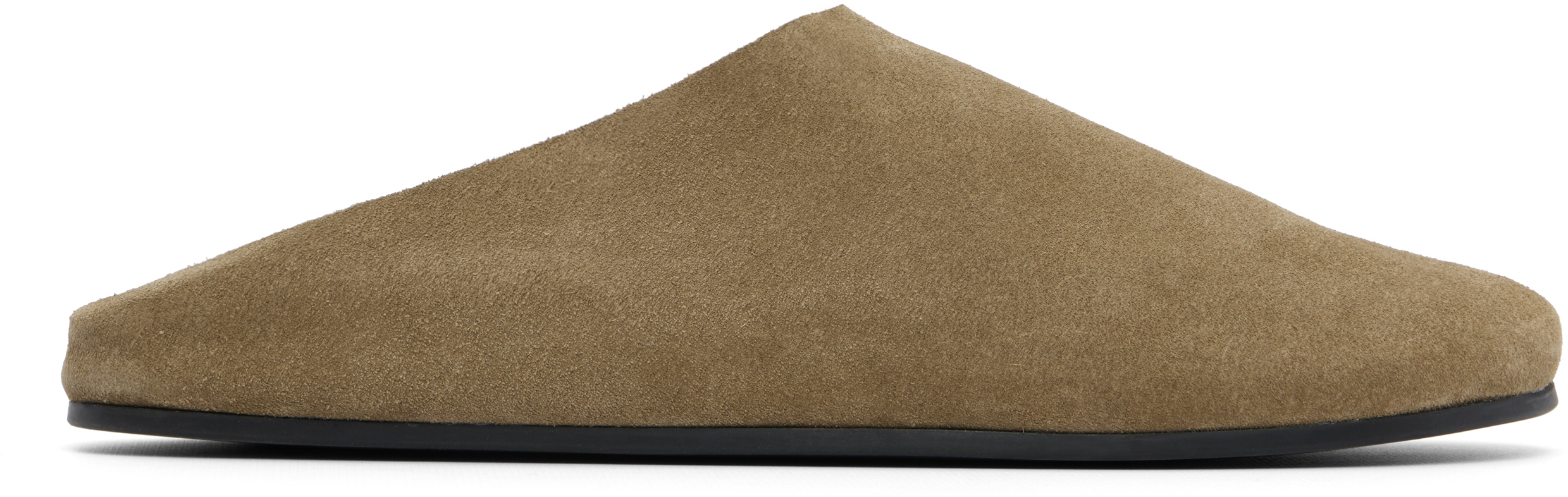The Row Beige Hudson Suede Slide Loafers In Green