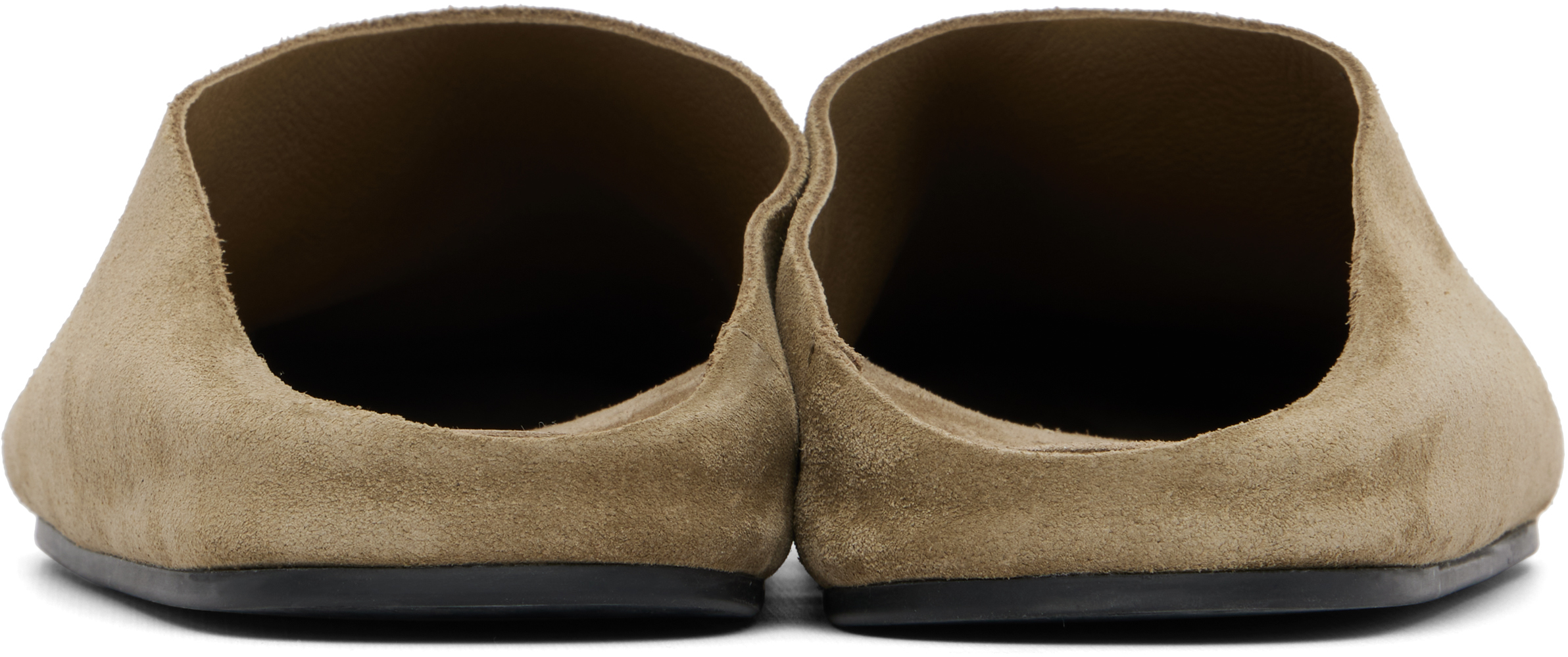 The Row Beige Hudson Suede Slide Loafers In Green