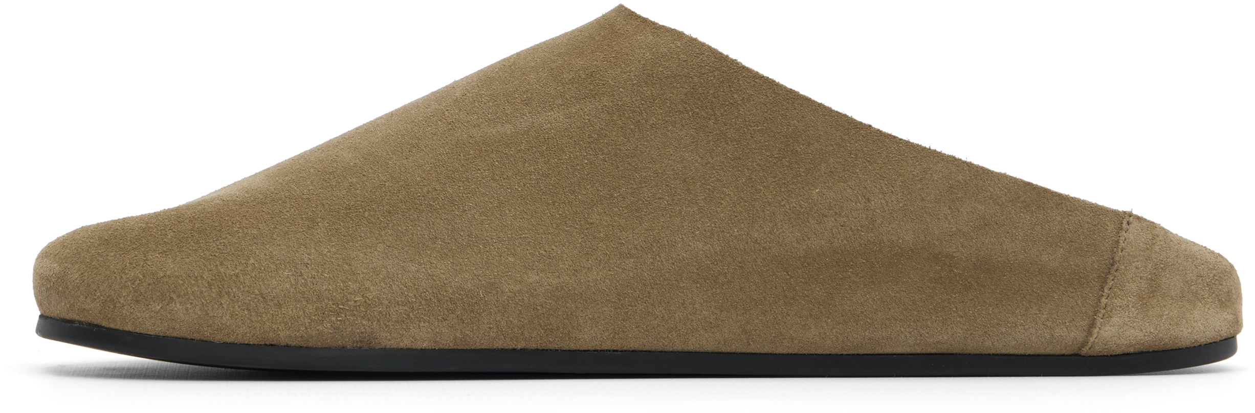 The Row Beige Hudson Suede Slide Loafers In Green