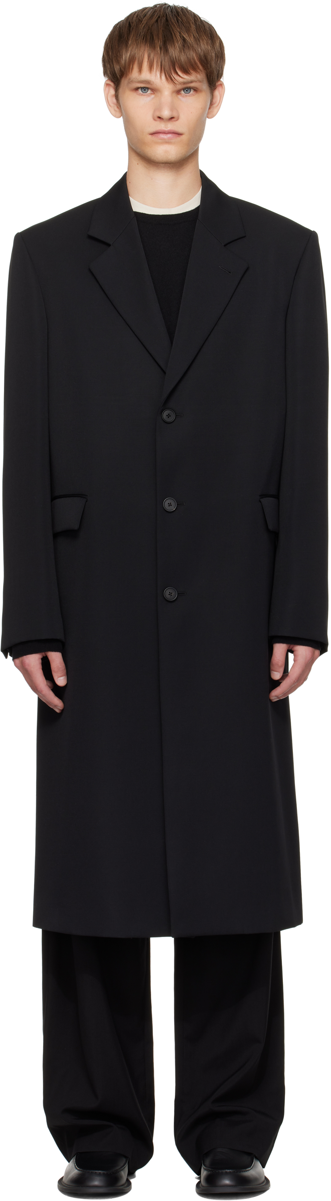 The Row Black Cortlandt Coat In Black