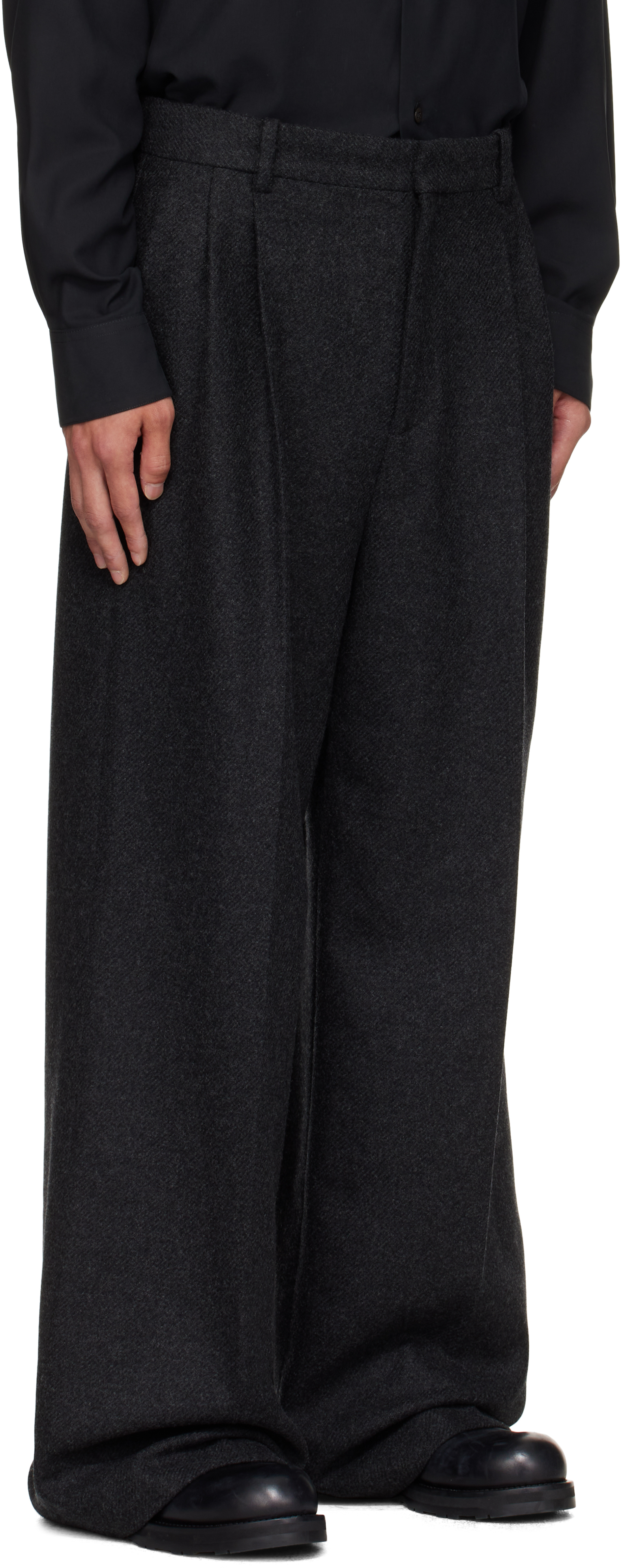 The Row Oberyn Wide-leg Pleated Melton Virgin Wool And Cashmere-blend Flannel Trousers