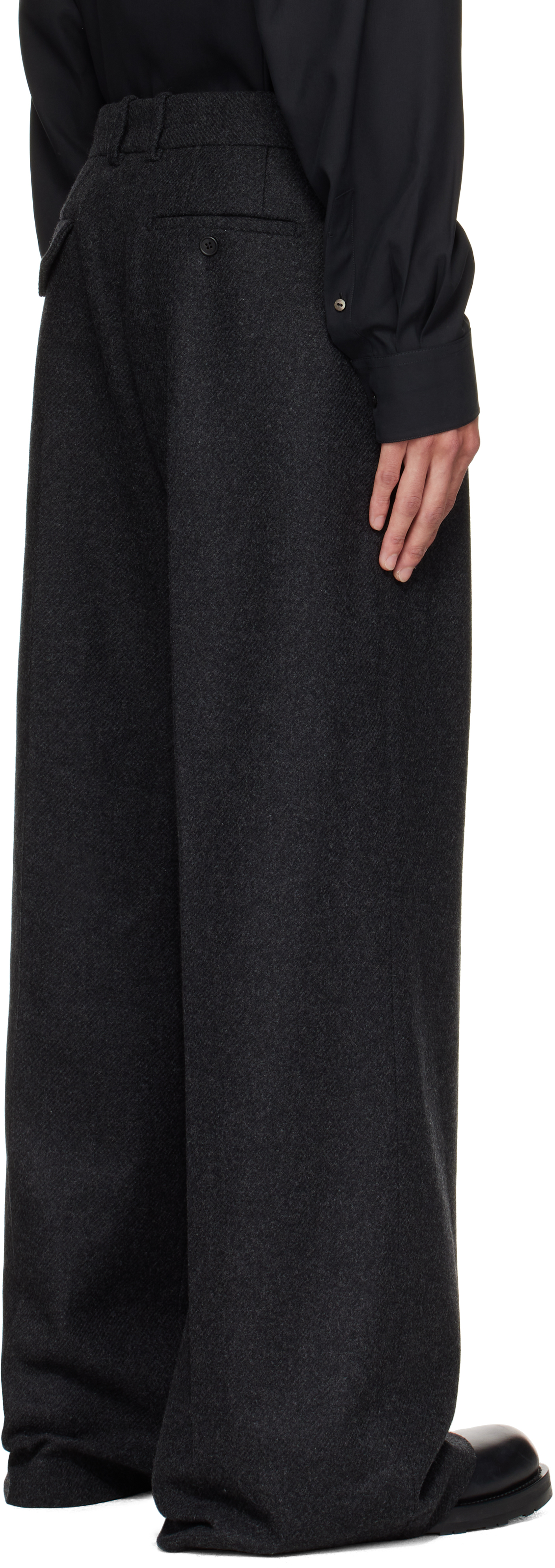 The Row Oberyn Wide-leg Pleated Melton Virgin Wool And Cashmere-blend Flannel Trousers