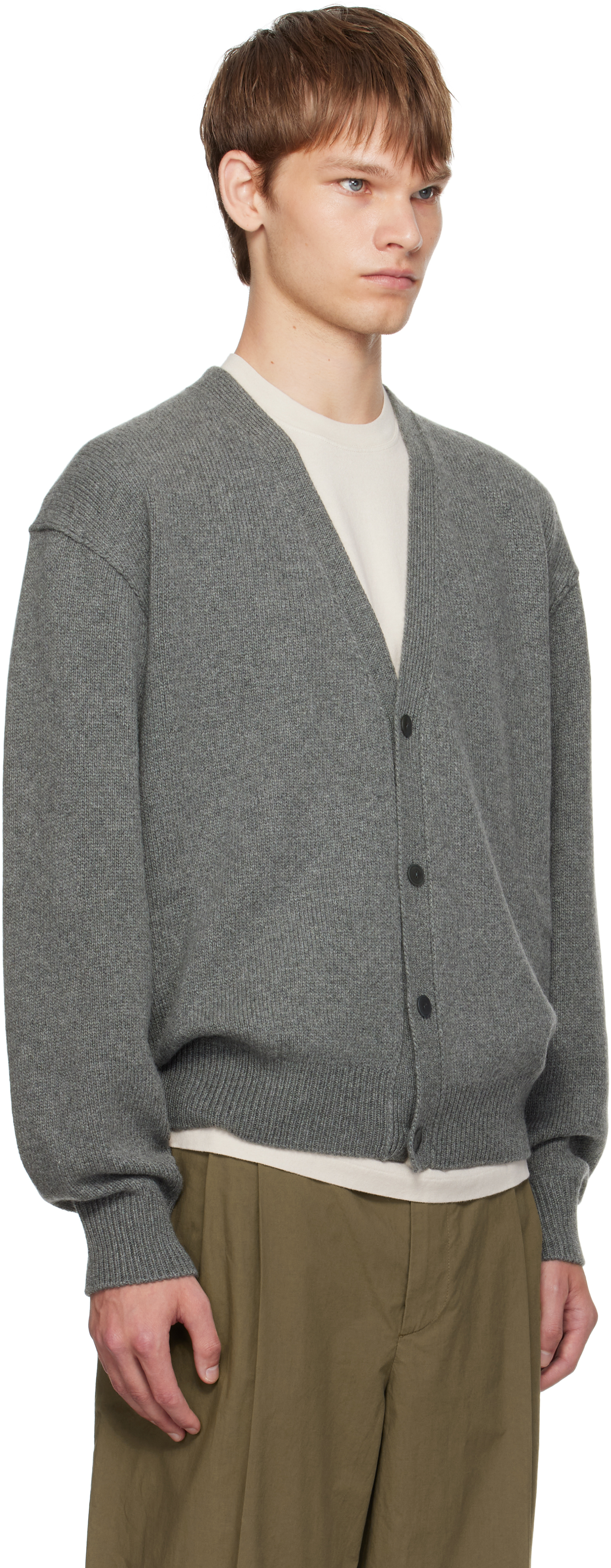 The Row Long Sleeve Cardigan In Gray