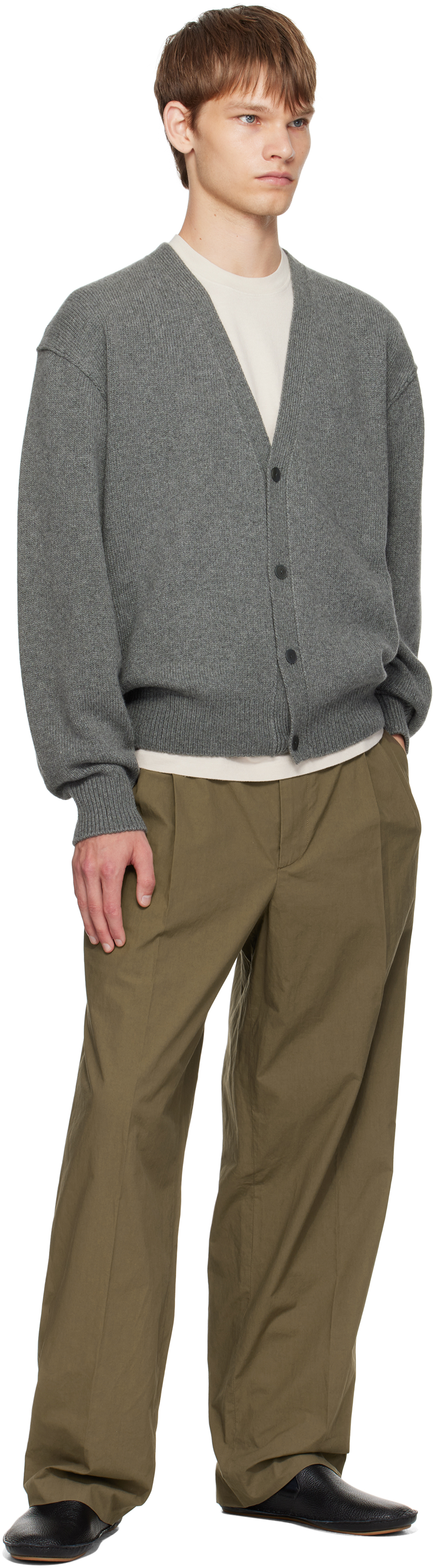 The Row Long Sleeve Cardigan In Gray