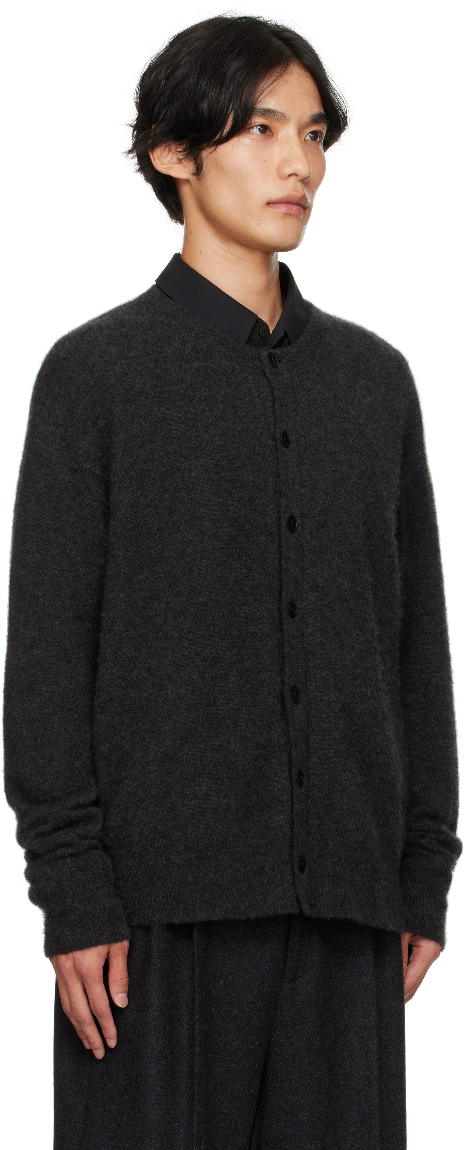 The Row Graphite Cashmere Blend Danube Cardigan In Gray