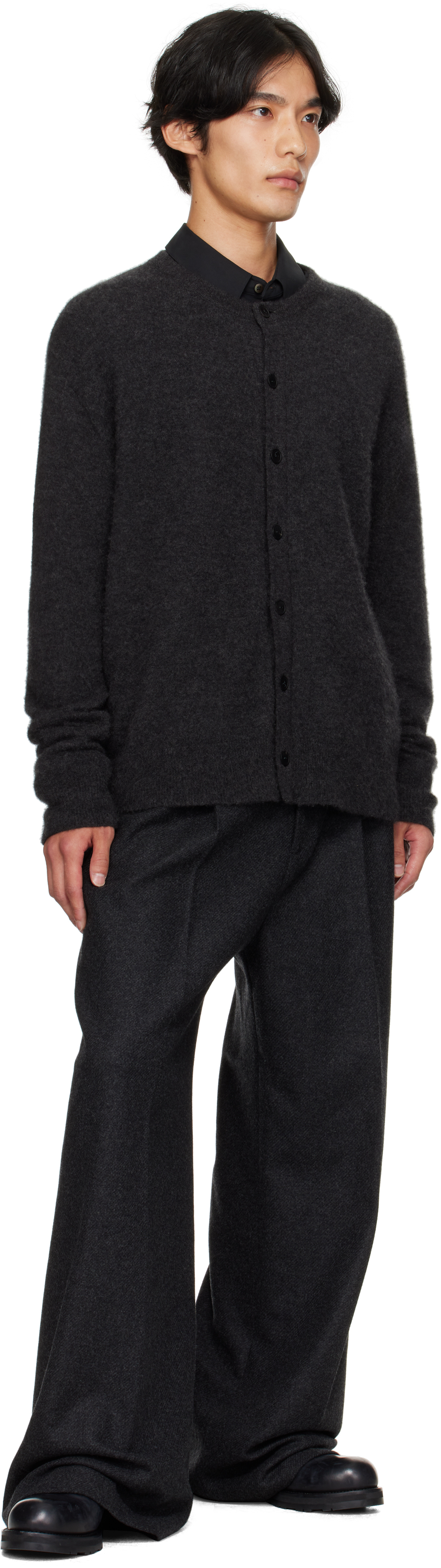 The Row Graphite Cashmere Blend Danube Cardigan In Gray