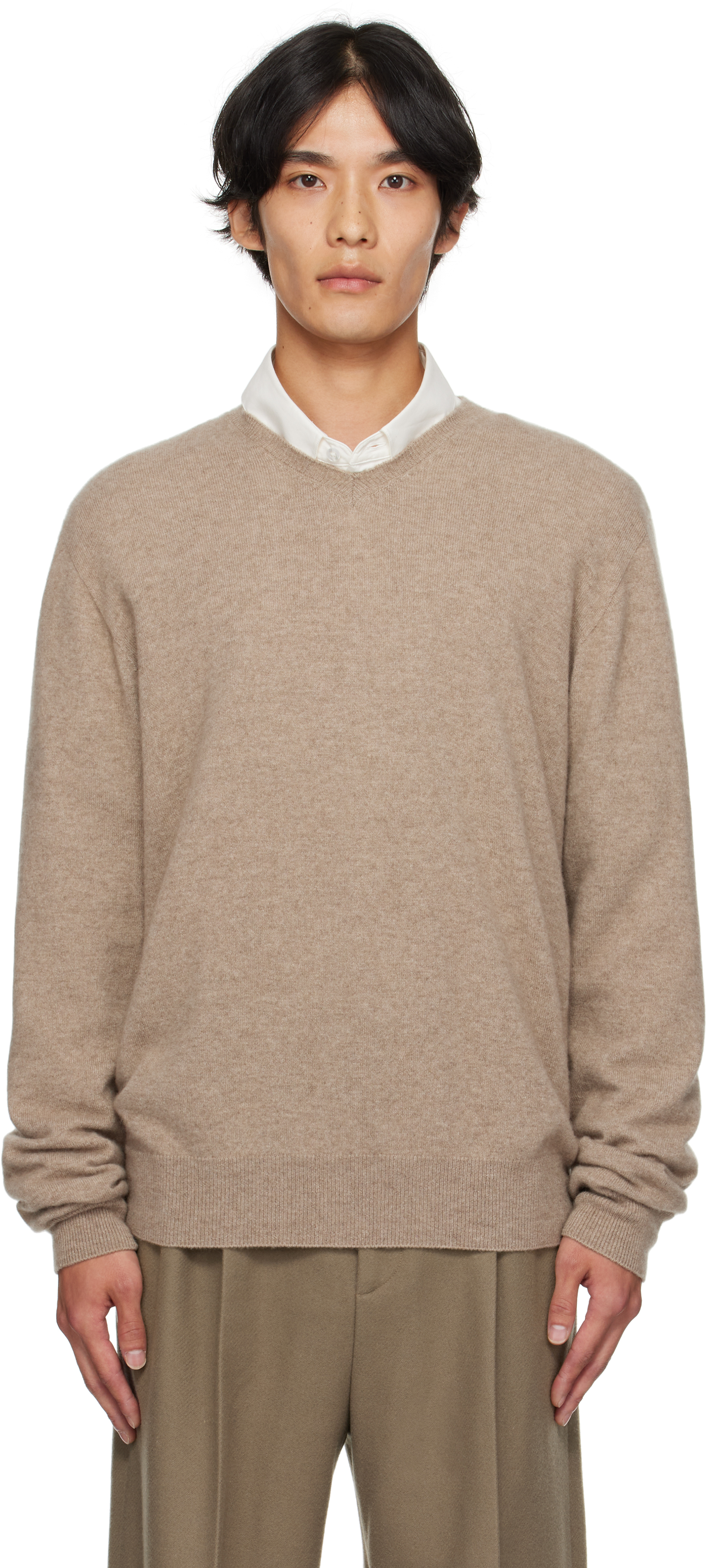 The Row Rod V-neck Cashmere Sweater In Brown