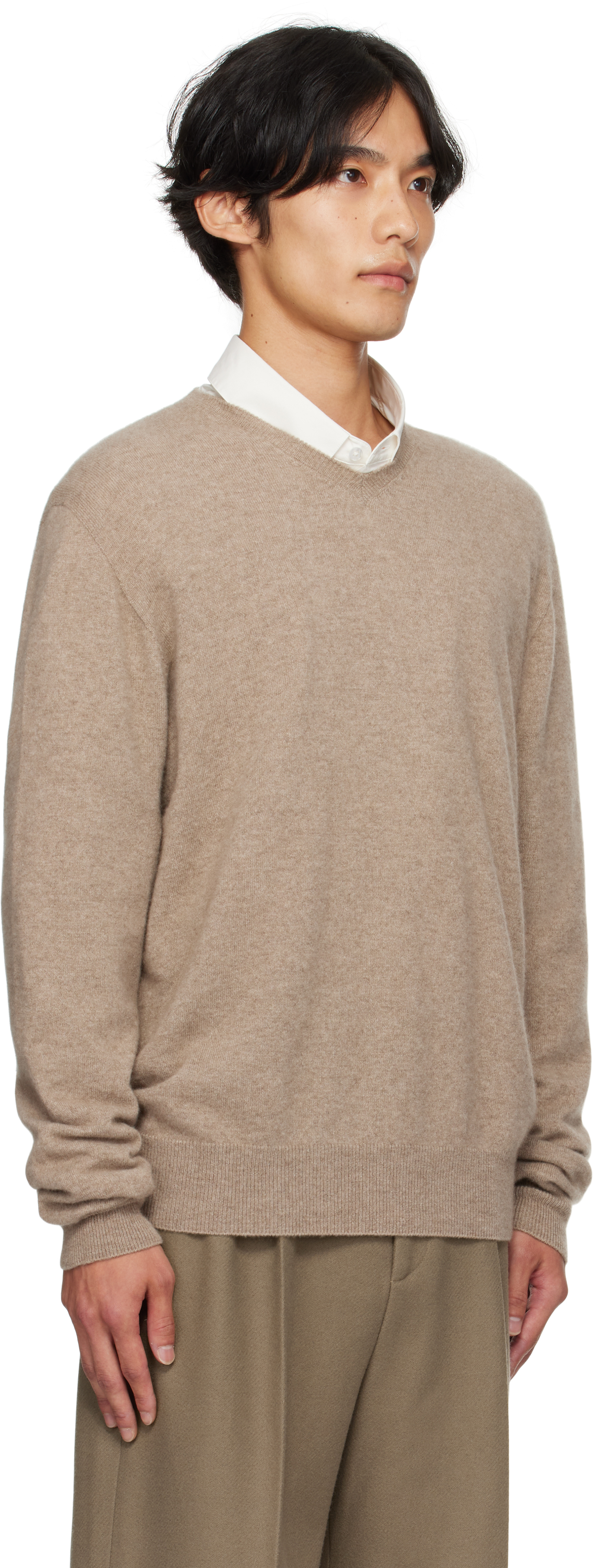 The Row Rod V-neck Cashmere Sweater In Brown