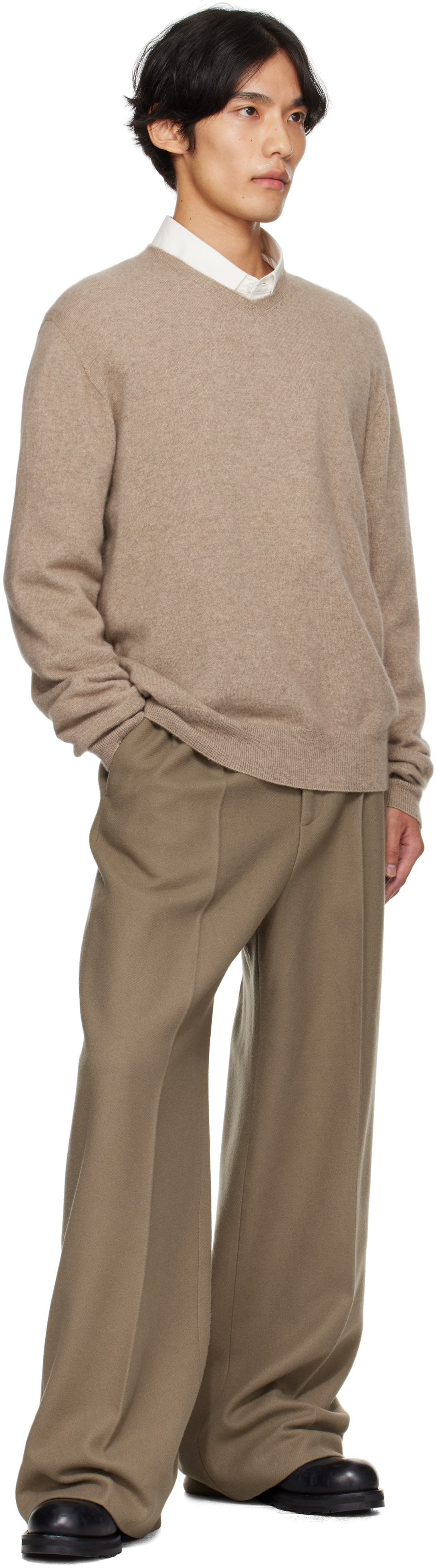 The Row Rod V-neck Cashmere Sweater In Brown