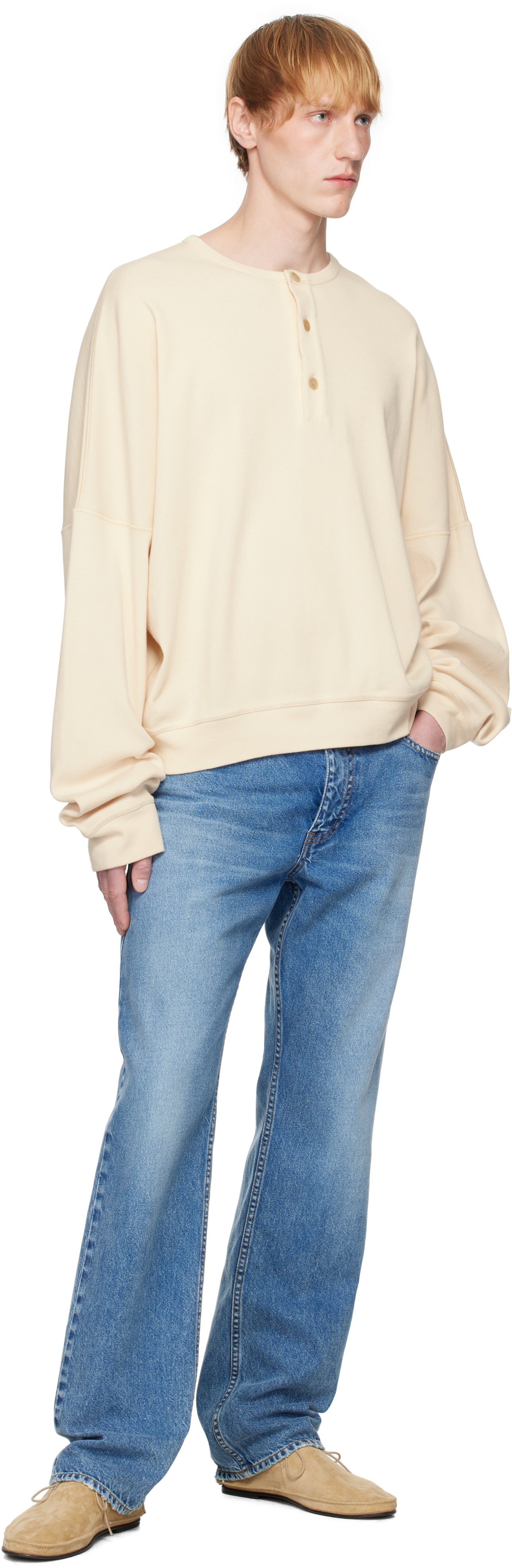 The Row Beige Greto Henley In Yellow