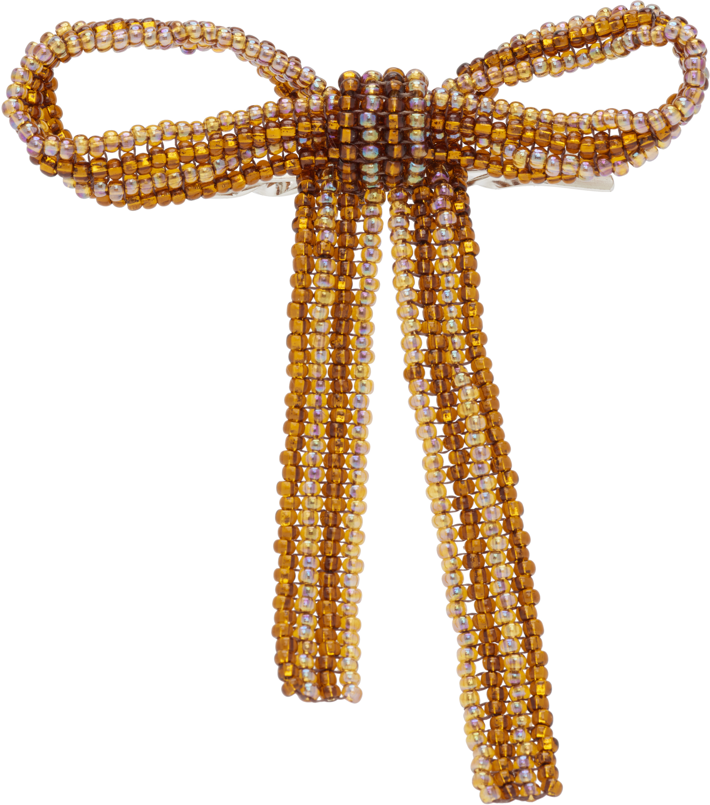 Pura Utz Orange Bow Hair Pin In Gold