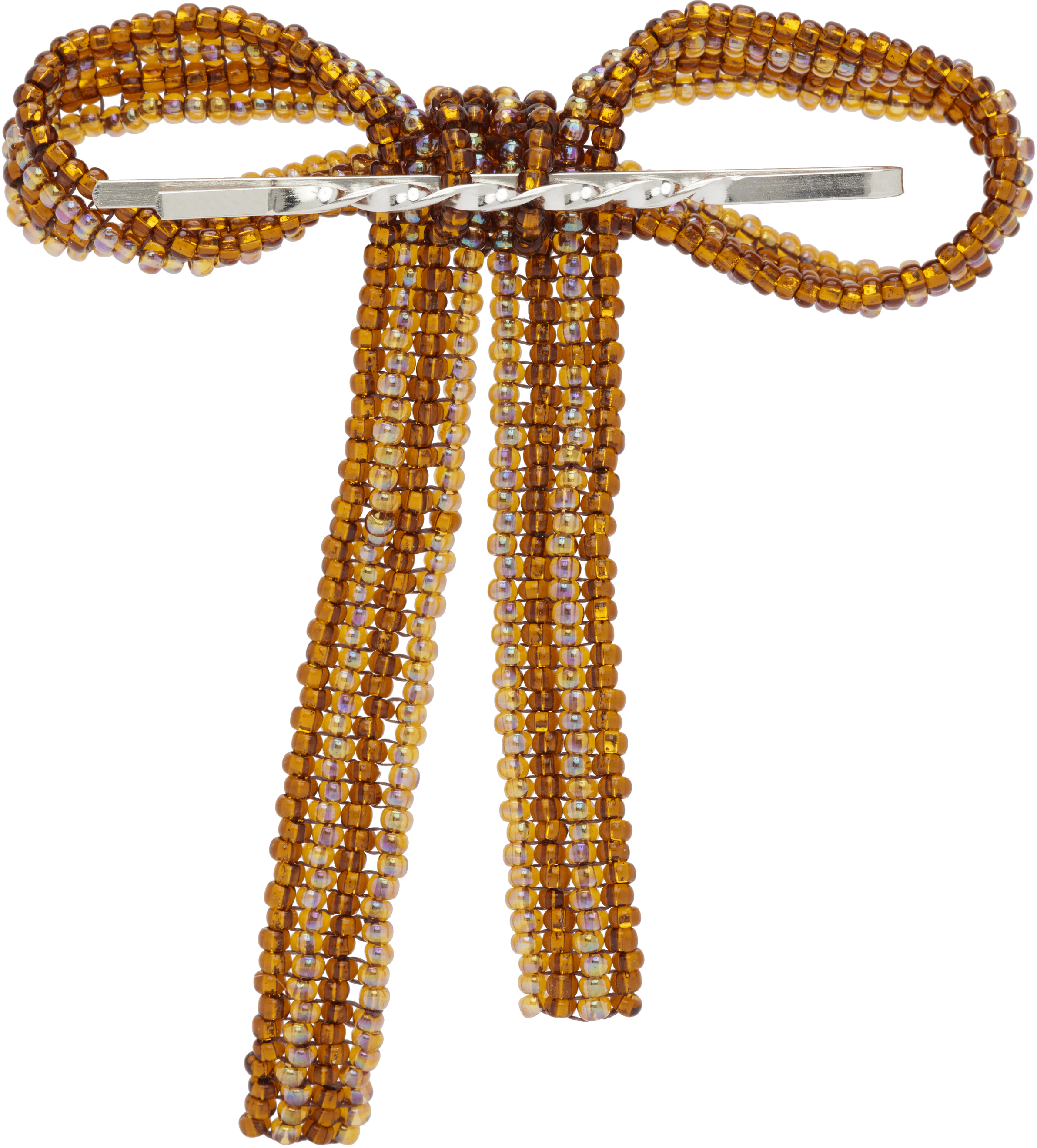 Pura Utz Orange Bow Hair Pin In Gold