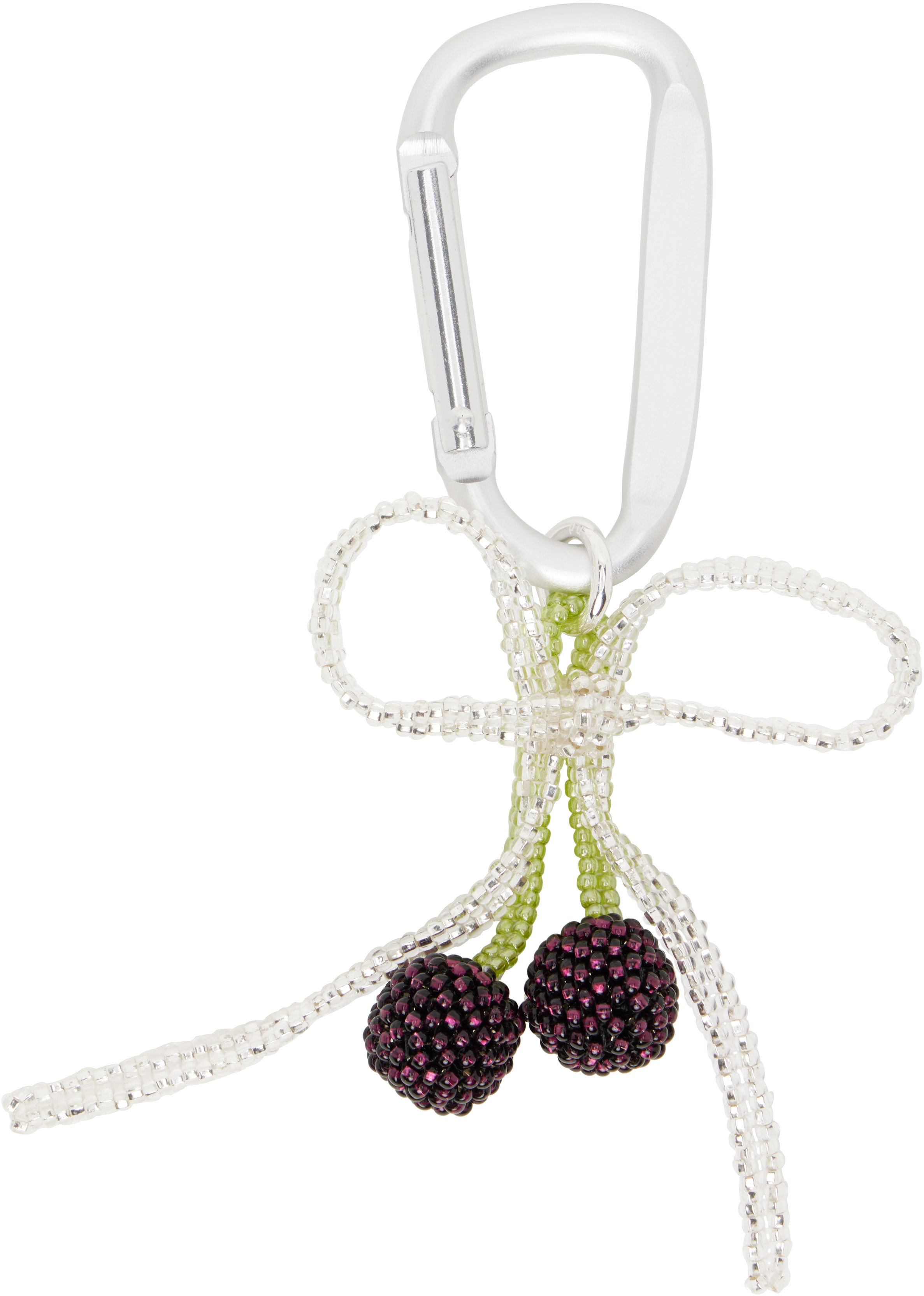 Silver Dark Cherry Bow Carabiner Keychain