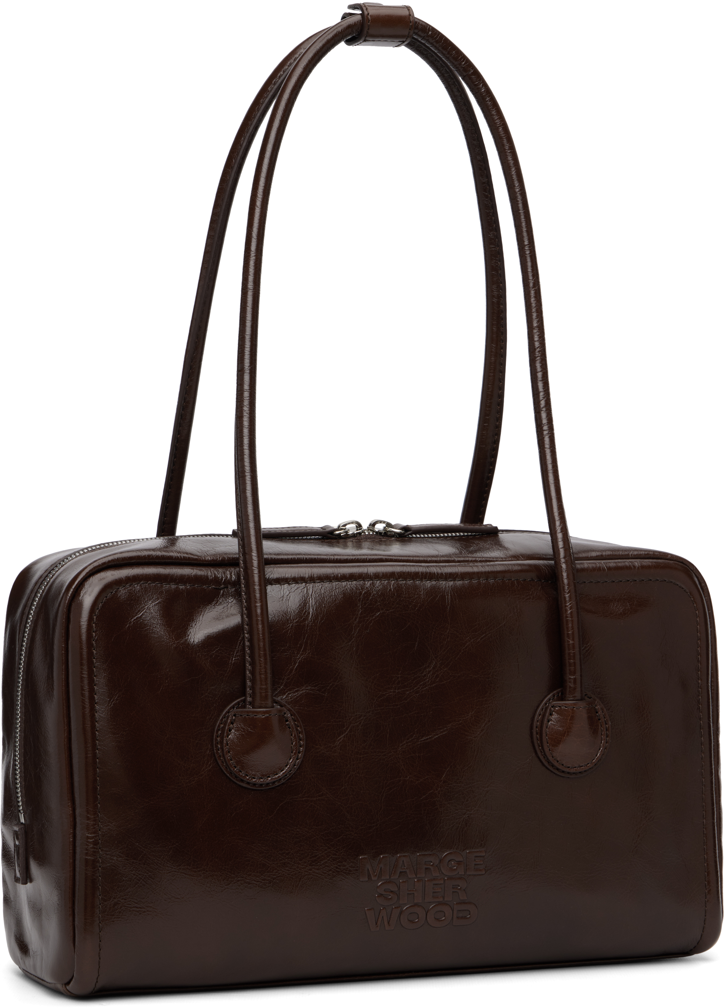 Margesherwood Brown Soft Boston Bag In Burgundy