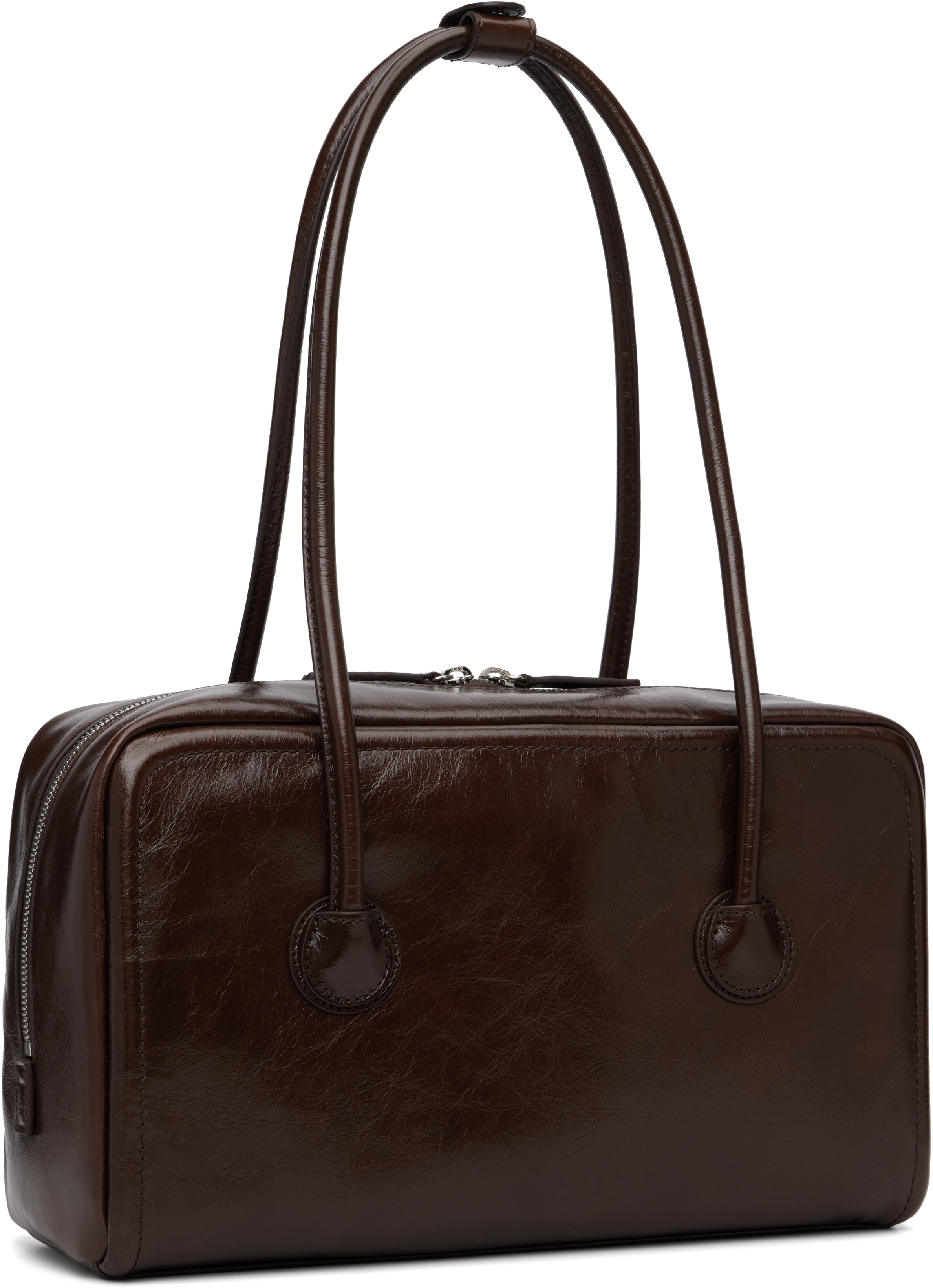 Margesherwood Brown Soft Boston Bag In Burgundy