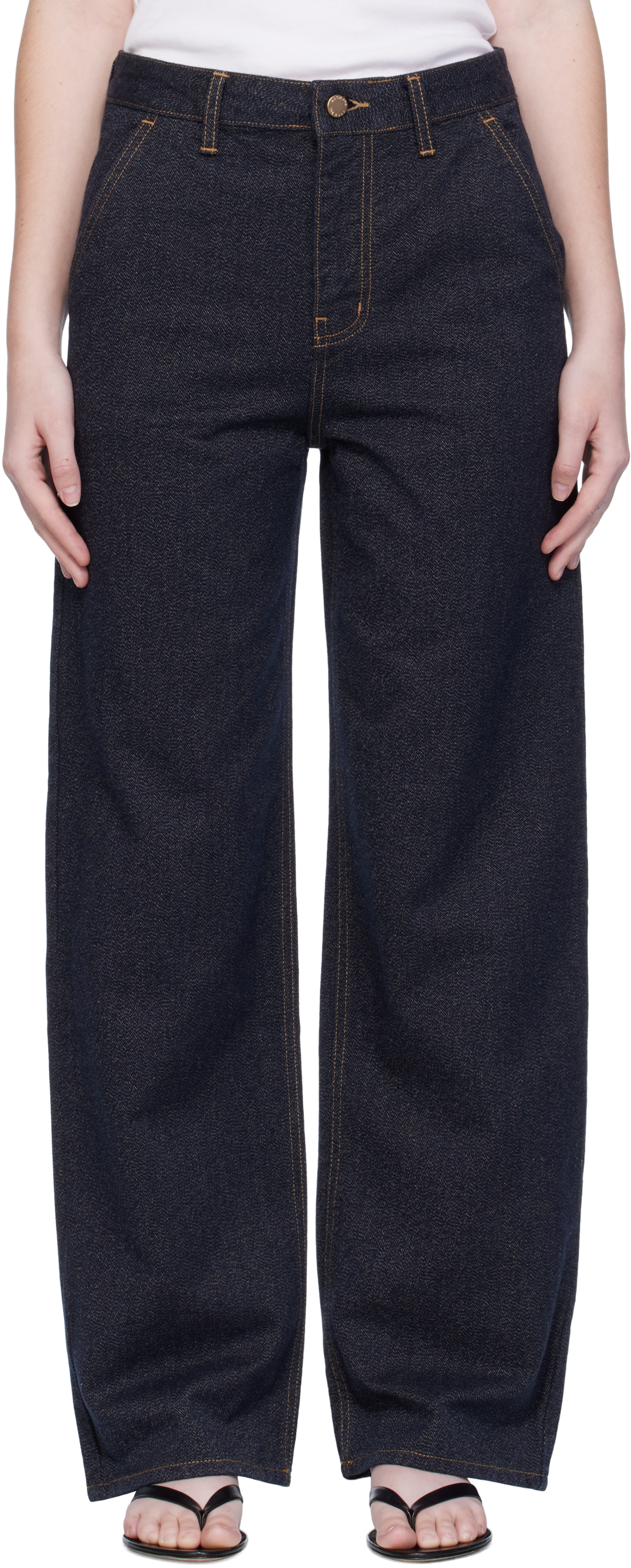 Arch The Navy Point Button Jeans In Blue
