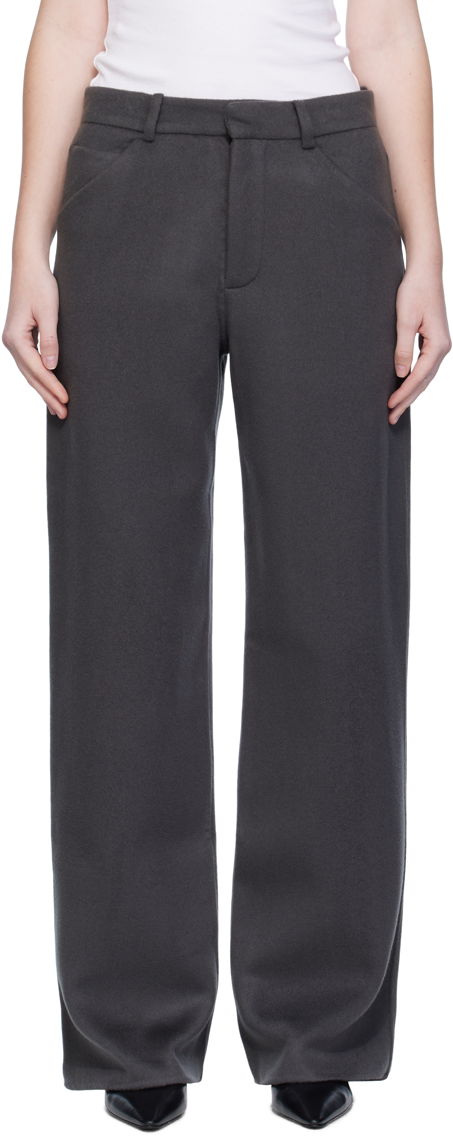 Arch The Gray Handmade Wool Cashmere Trousers In Gray