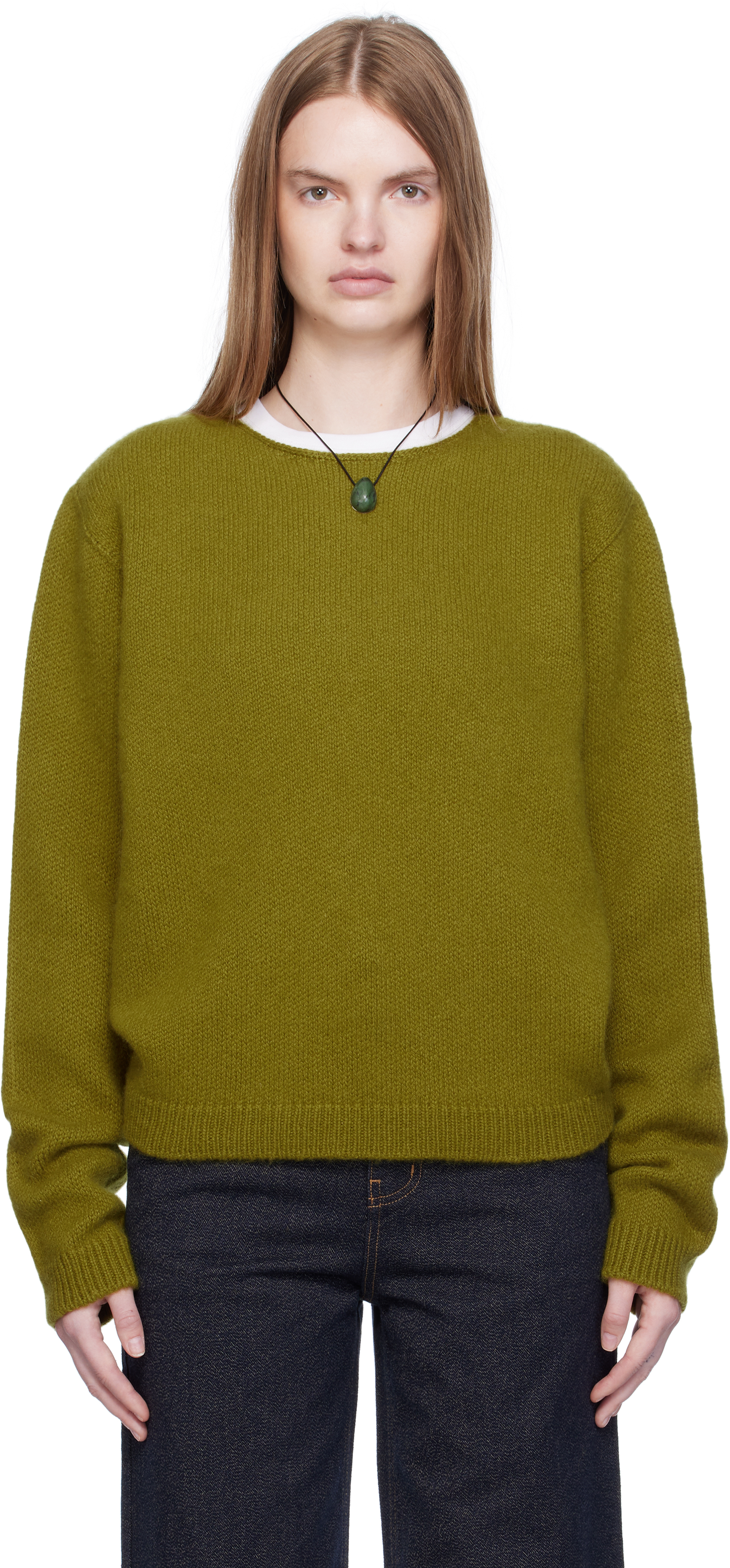 Arch The Green Wide Neck Cashmere Pullover Sweater In Brown