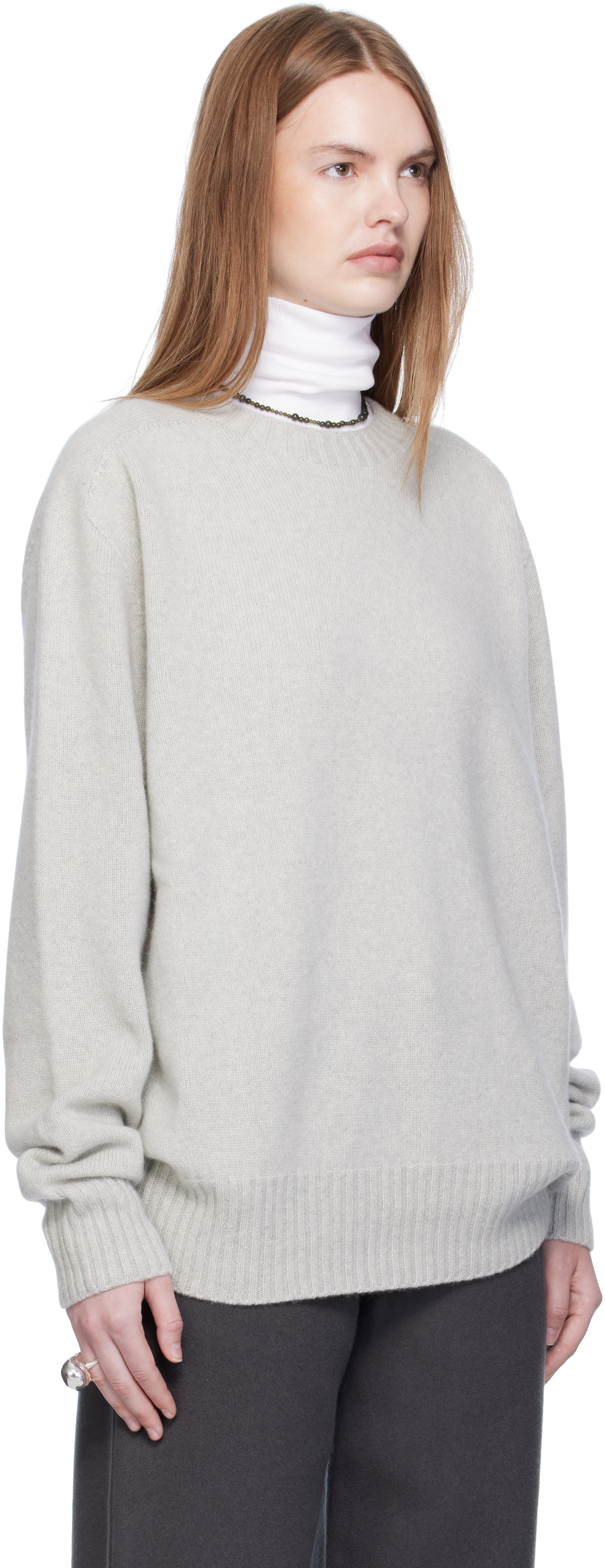Arch The Gray Cashmere Relaxed Pullover Sweater In Multi