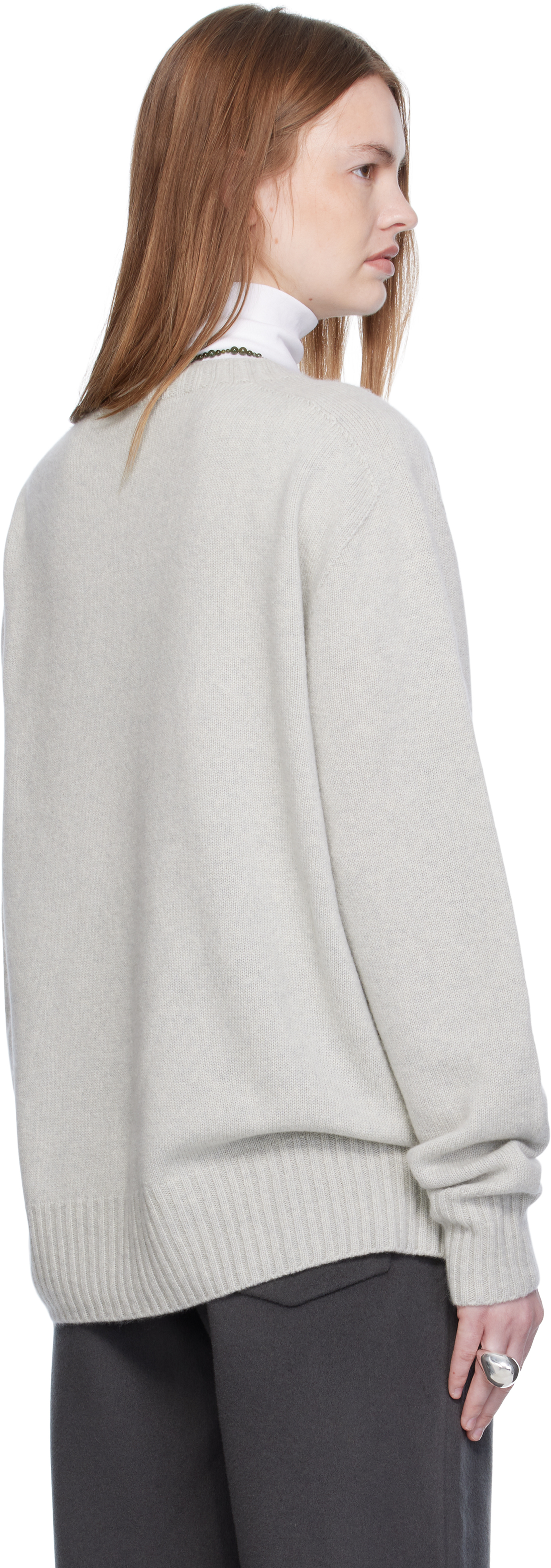 Arch The Gray Cashmere Relaxed Pullover Sweater In Multi