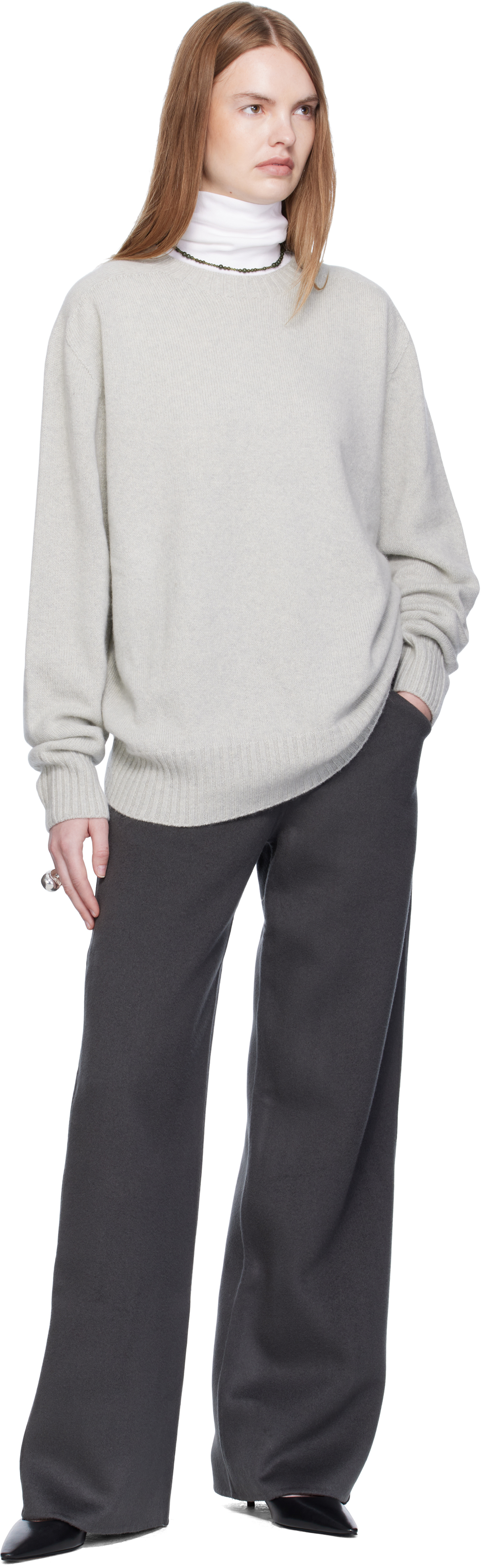 Arch The Gray Cashmere Relaxed Pullover Sweater In Multi