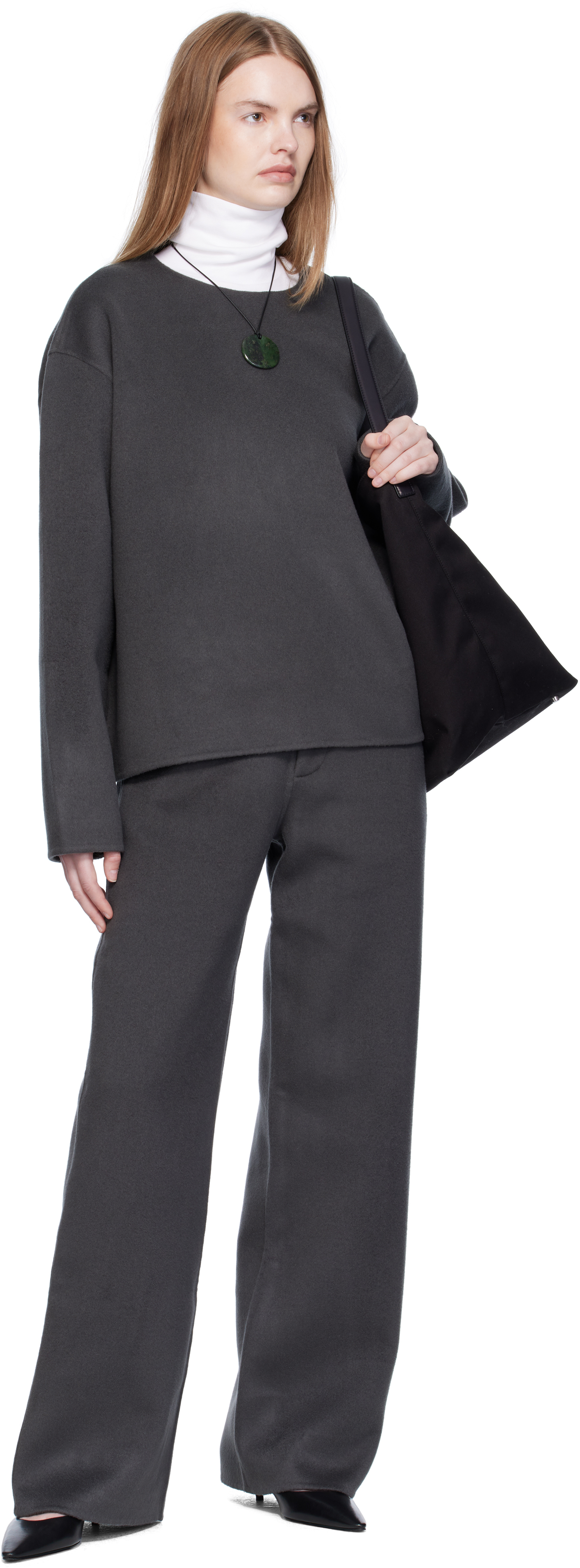Arch The Gray Handmade Wool Cashmere Top In Gray
