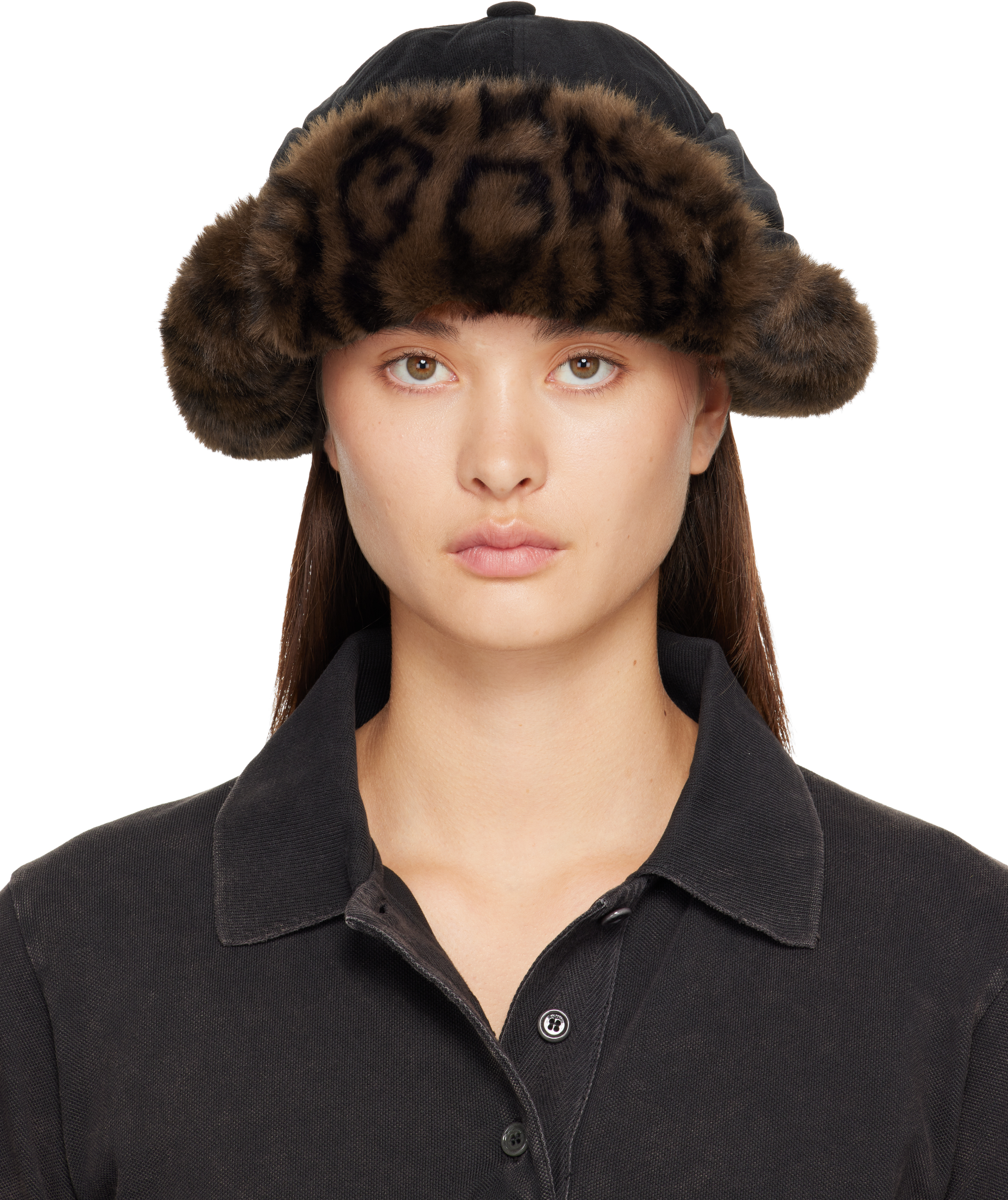 Andersson Bell Black Knot Cap In Animal Print