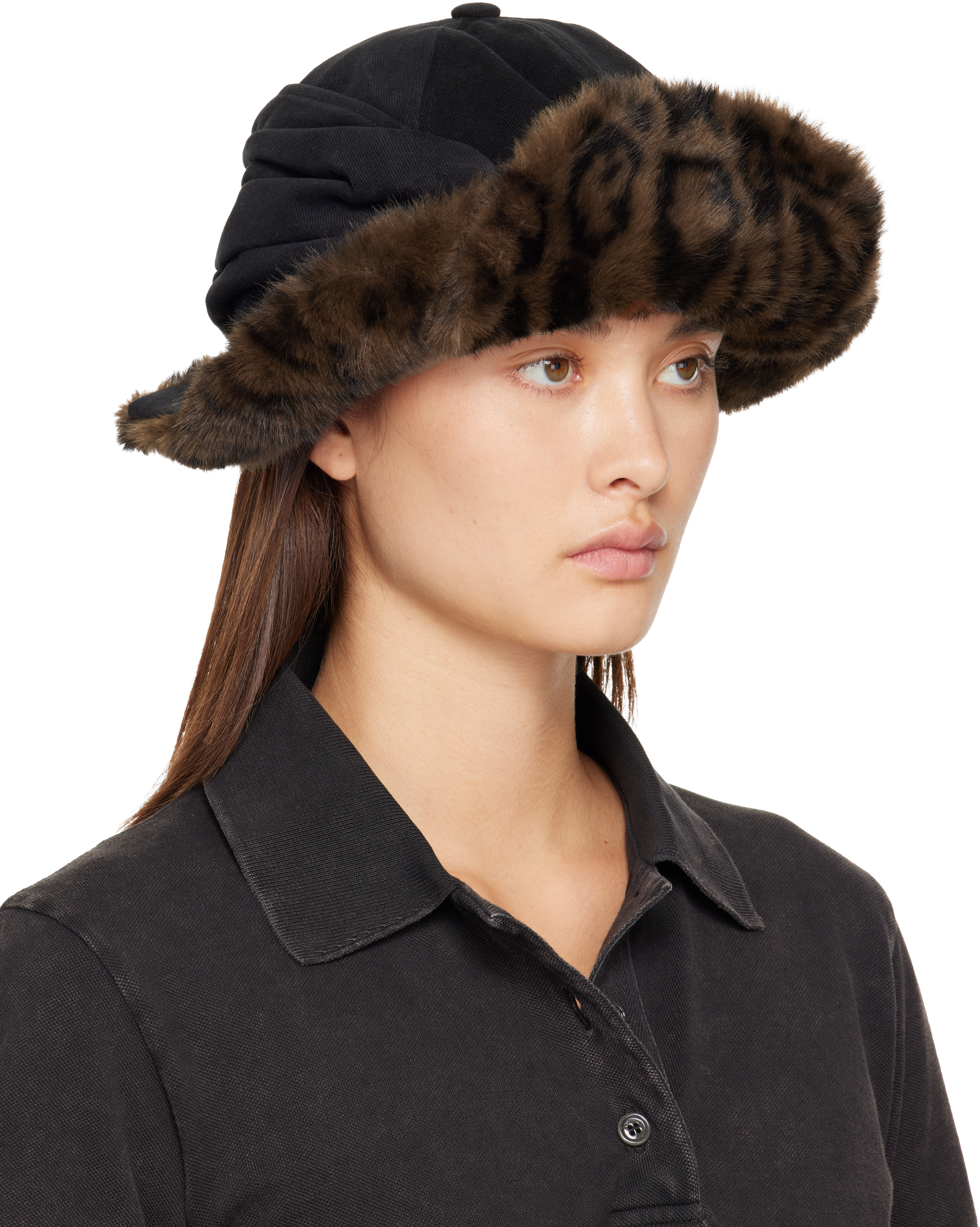Andersson Bell Black Knot Cap In Animal Print