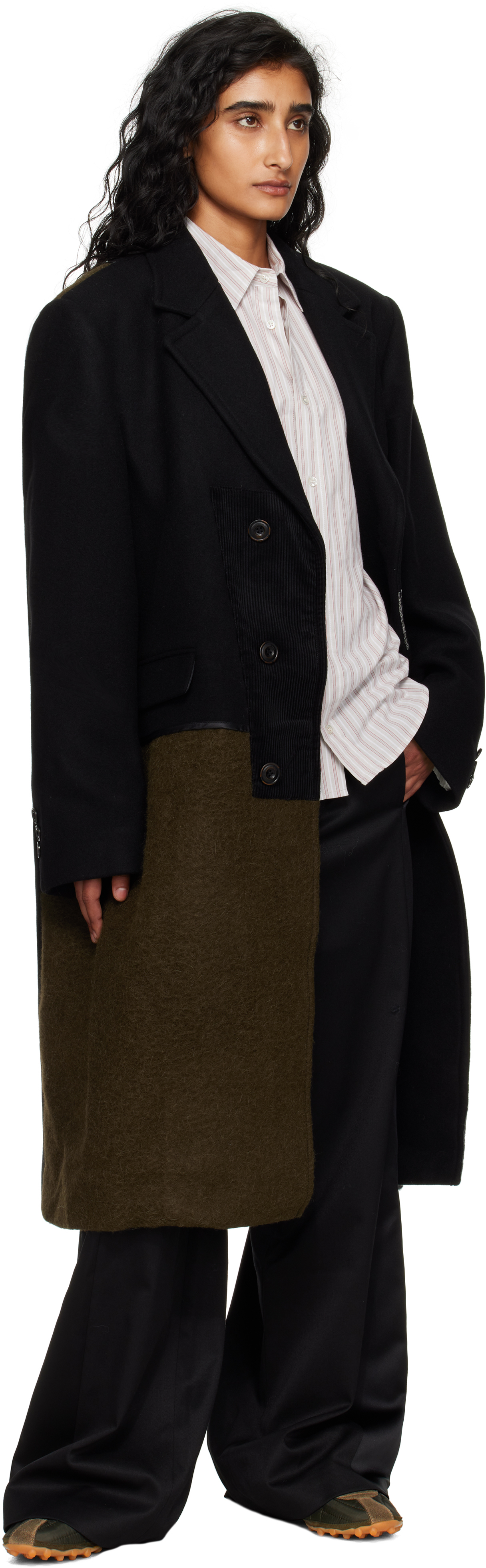 Andersson Bell Multicolor Patchwork Wool Coat In Black