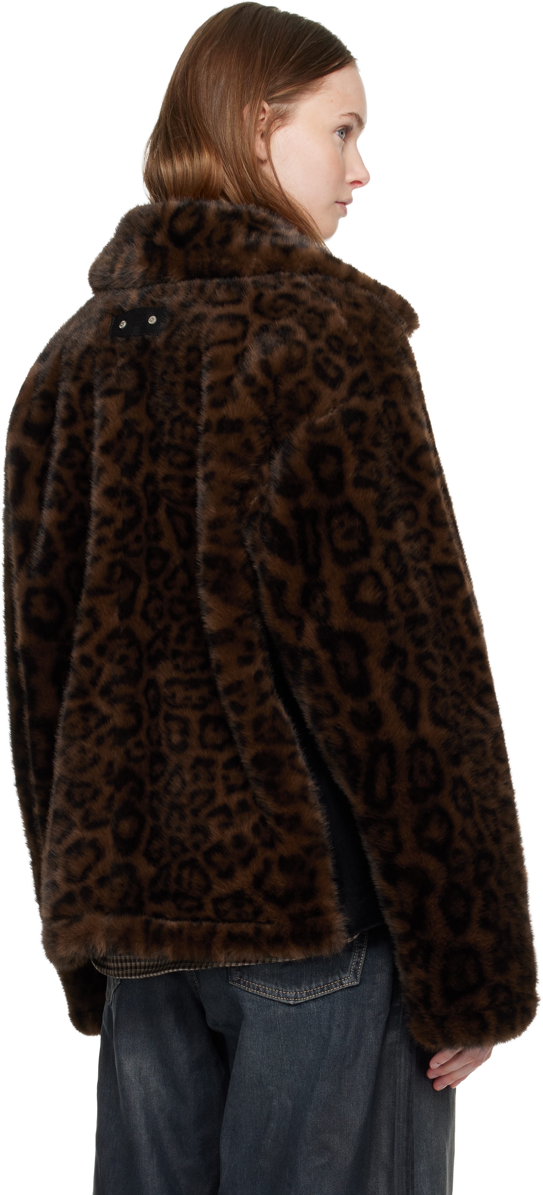Andersson Bell Brown & Black Leopard Fur Duffle Jacket In Animal Print