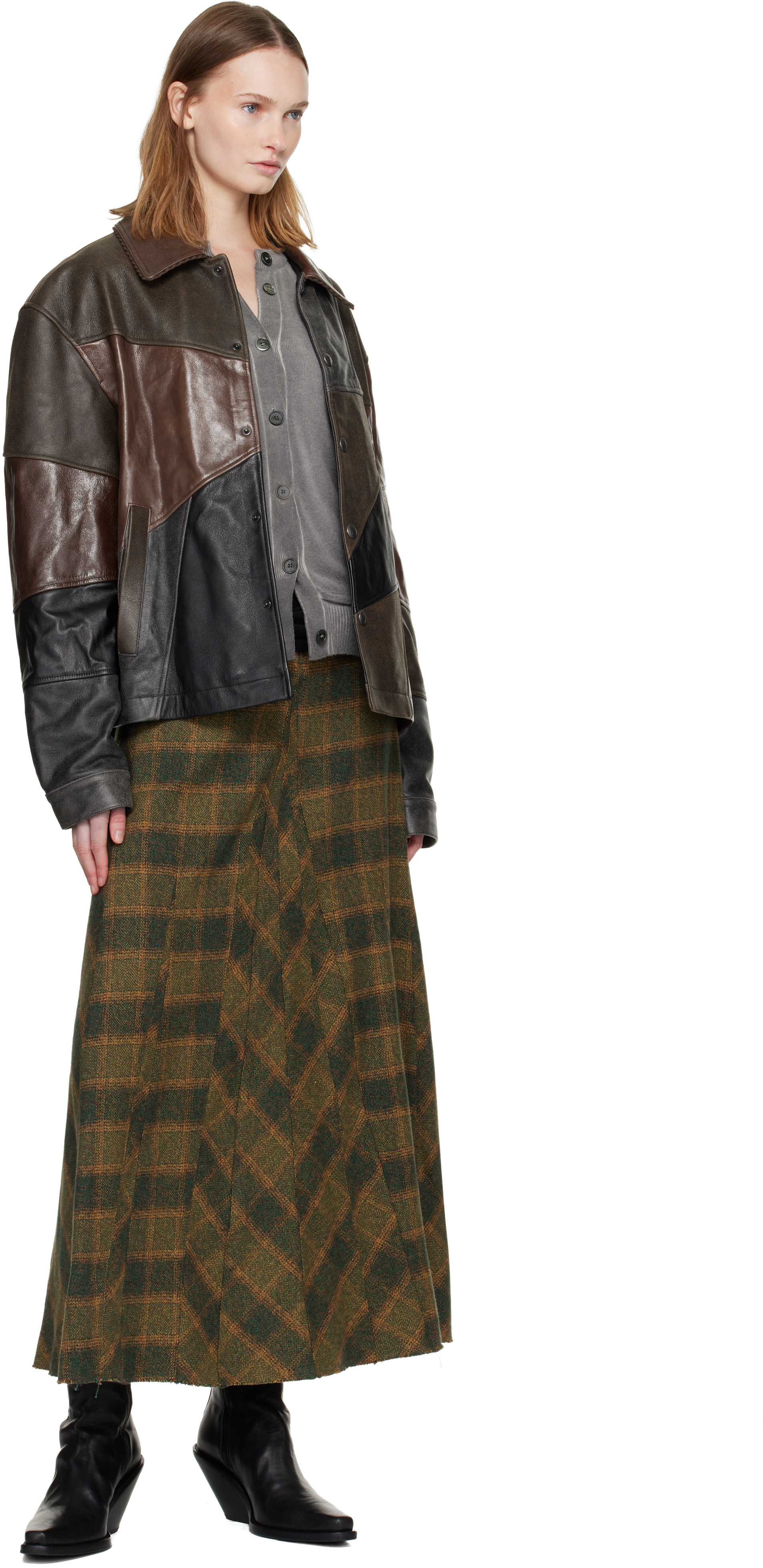Andersson Bell Black & Brown Patchwork Leather Jacket In Brown