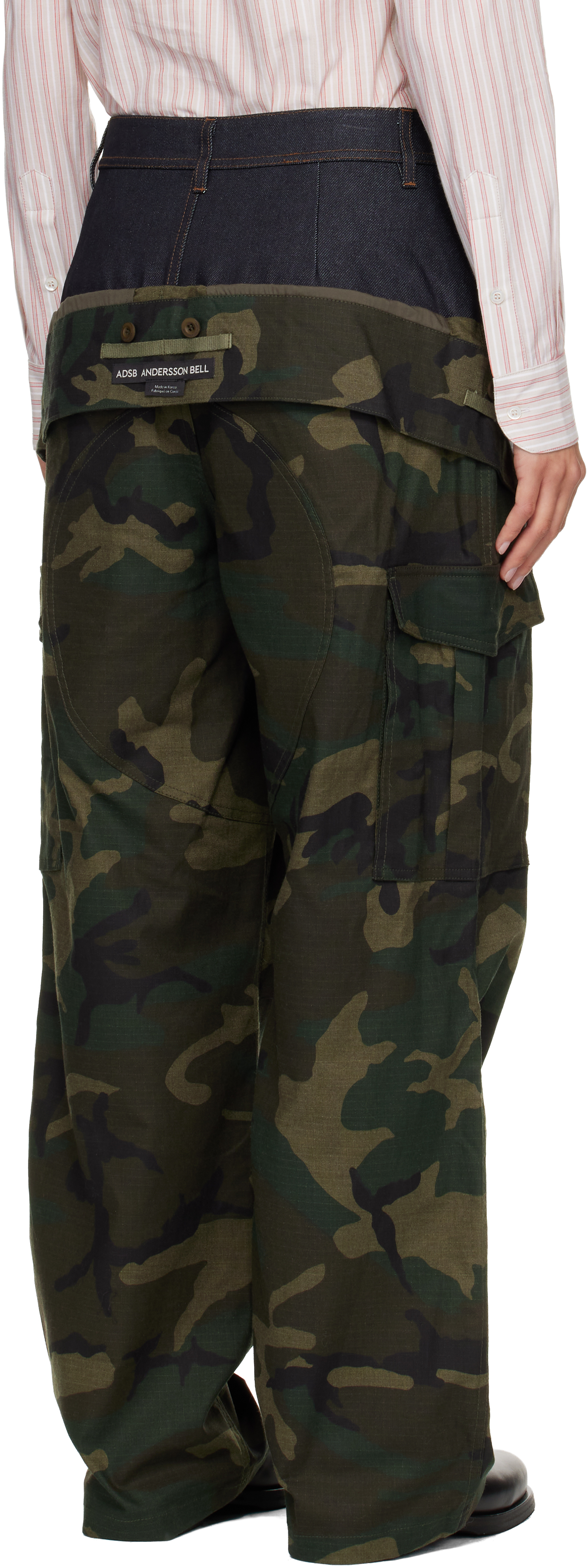 Andersson Bell Khaki Camouflage Double Waist Work Wide-leg Cargo Pants In Green