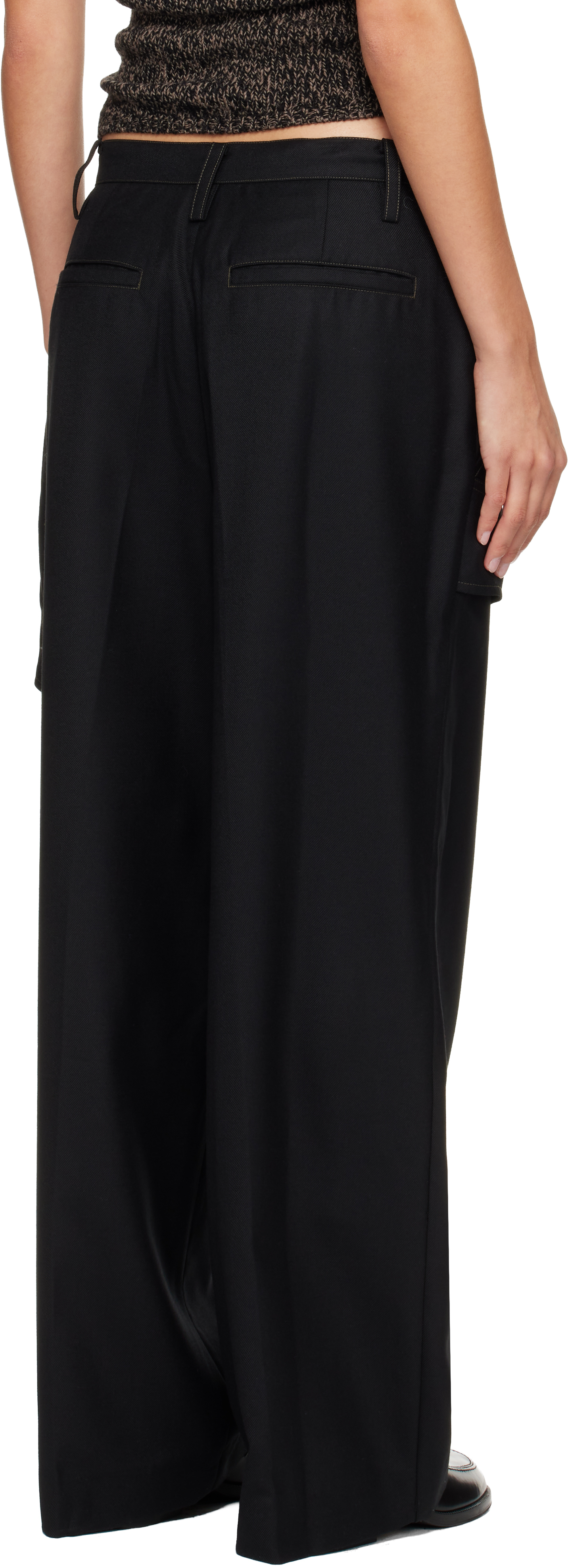Andersson Bell Black Crossover Wrap Tailored Trousers In Black