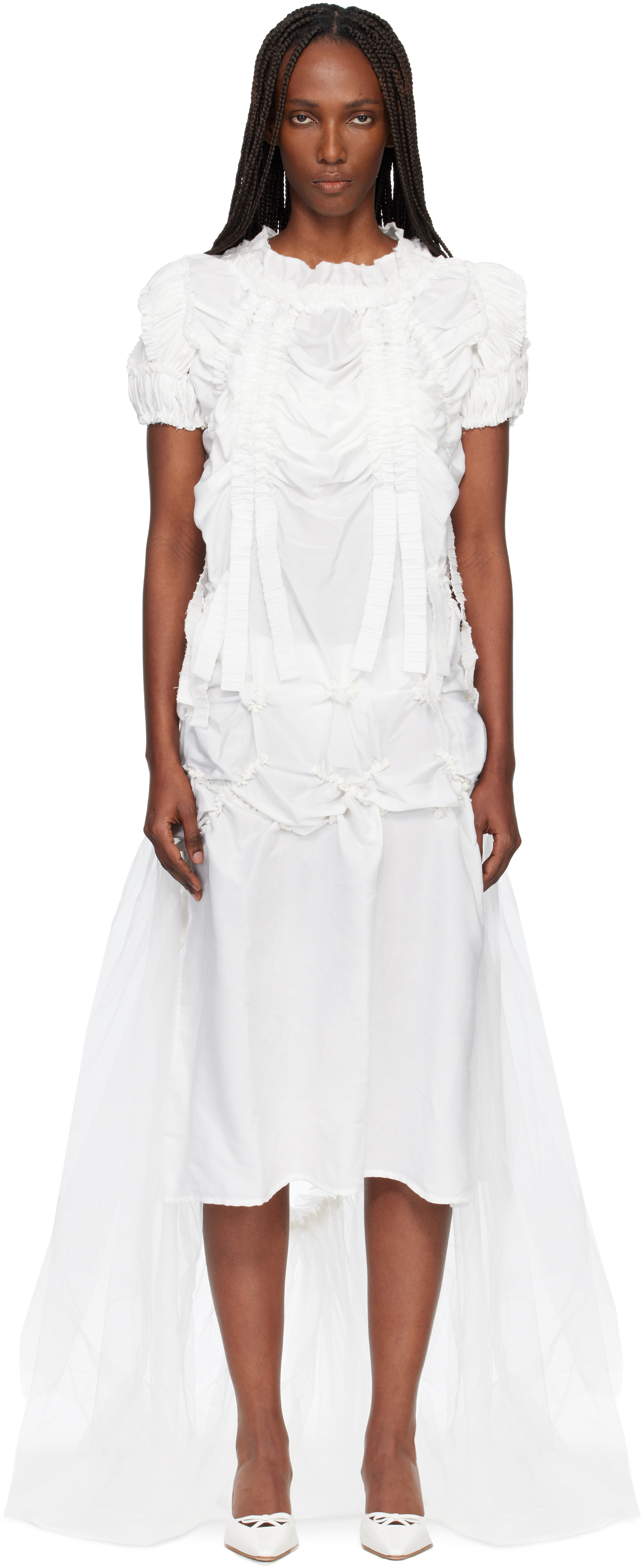 knee length dresses for ladies Smock Tiered Jersey Midi Dress-Forget-me-not, Opulent Vine