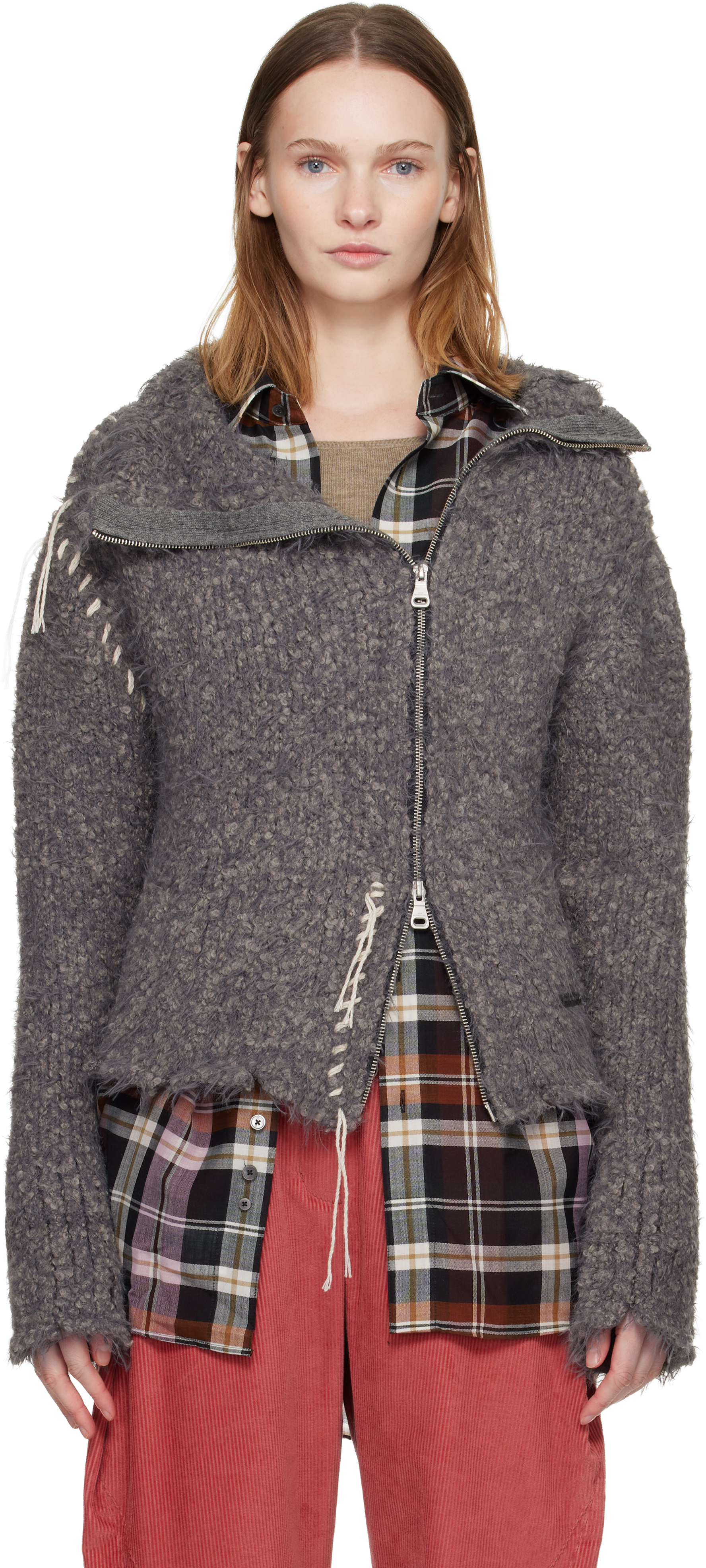 Andersson Bell Gray Harlow Damaged Knit Jacket In Gray