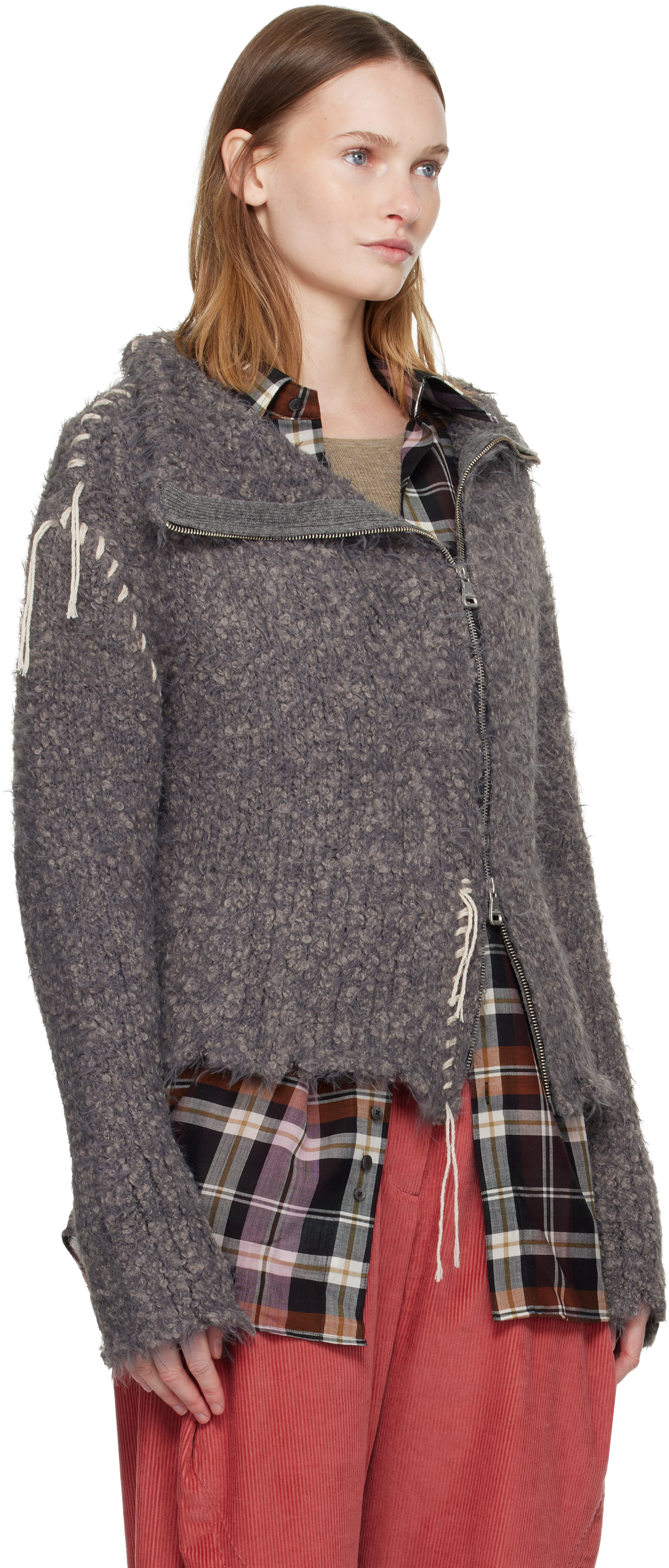 Andersson Bell Gray Harlow Damaged Knit Jacket In Gray