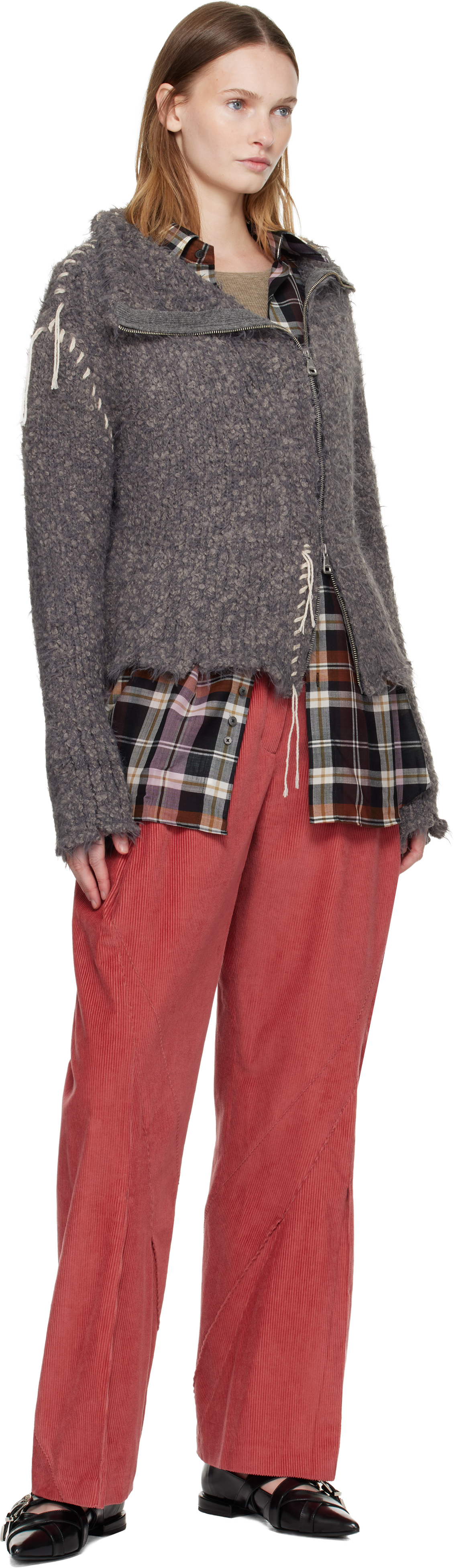Andersson Bell Gray Harlow Damaged Knit Jacket In Gray