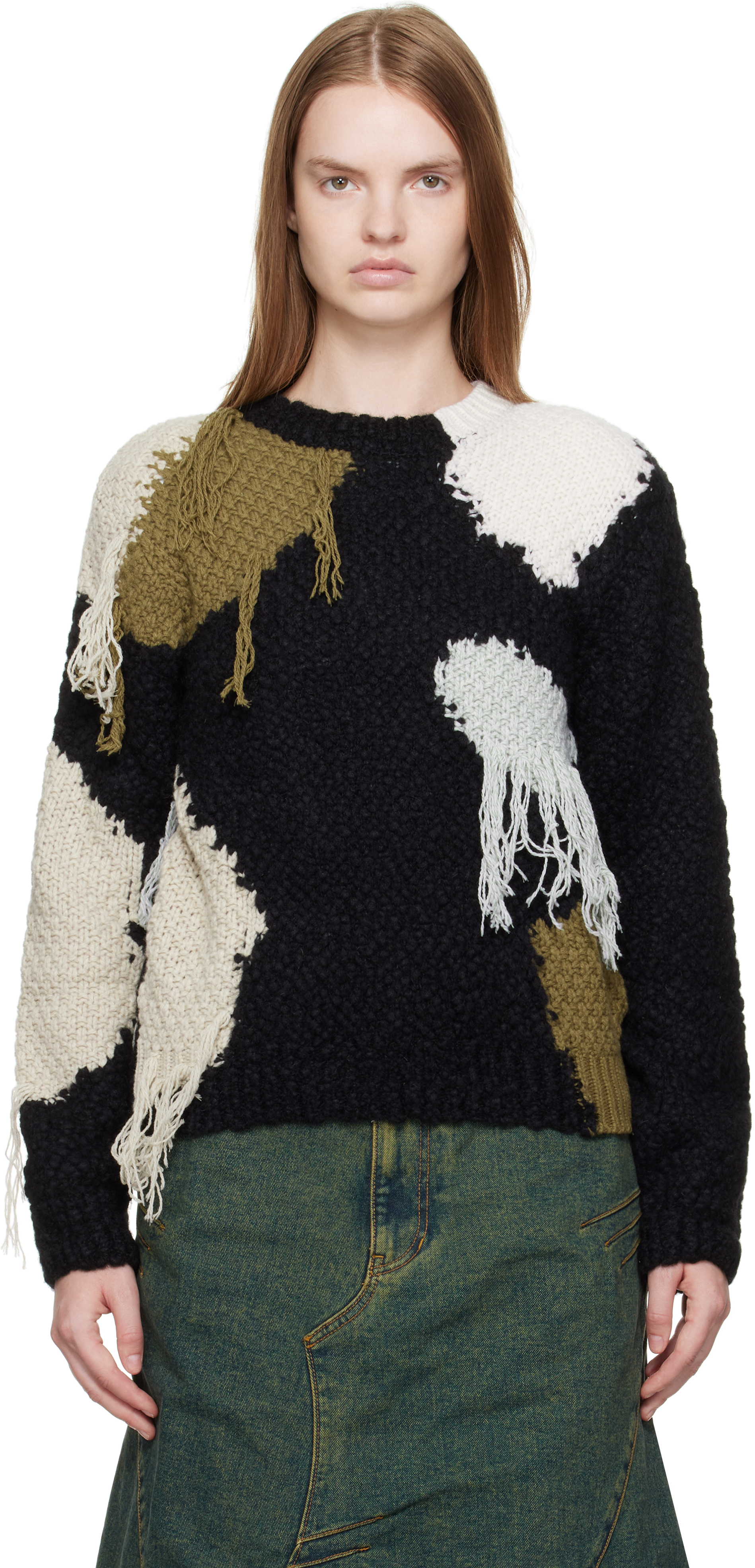 Andersson Bell Black Sylvia Abstract Patchwork Sweater In Multi