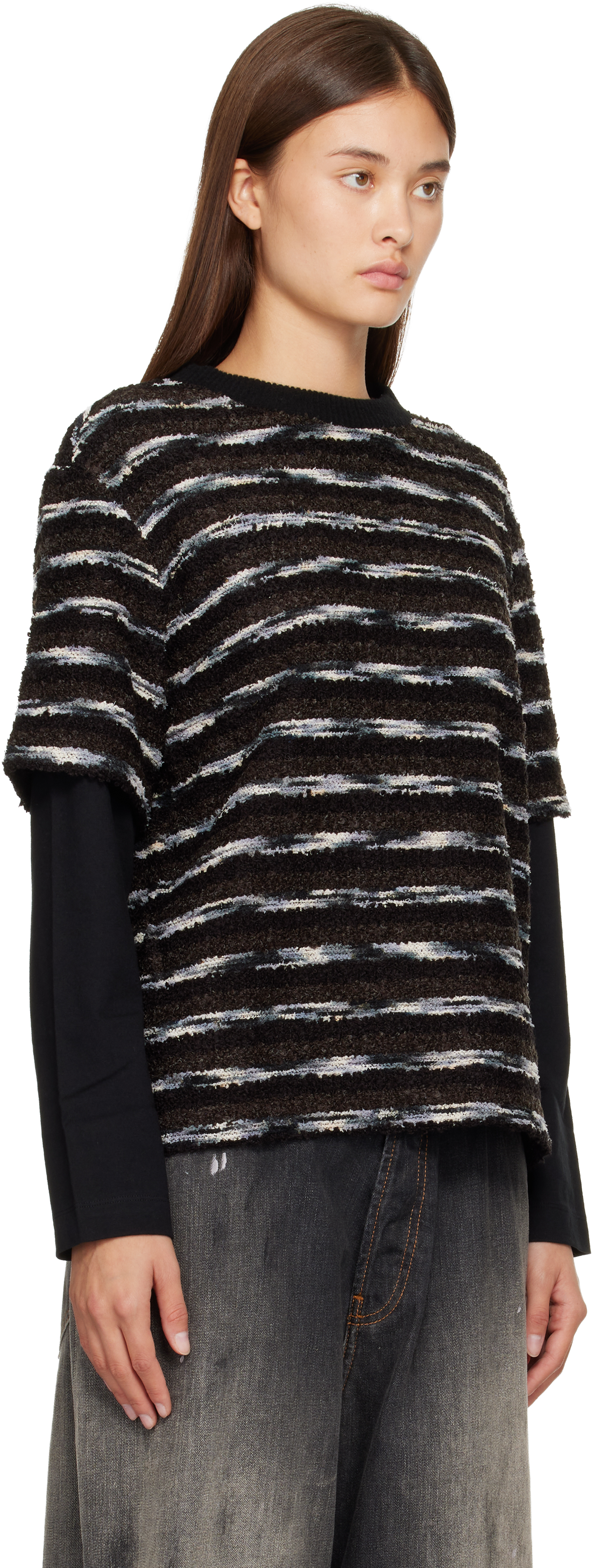 Andersson Bell Black Stripe Layered Sweater In Black